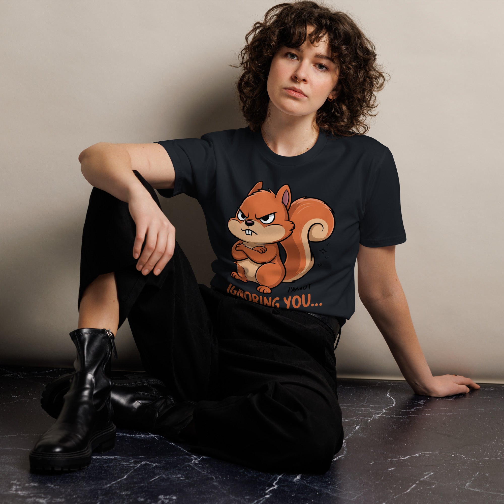 Ignoring You Funny Angry Squirrel Premium Cotton T-Shirt | Gallory Hive