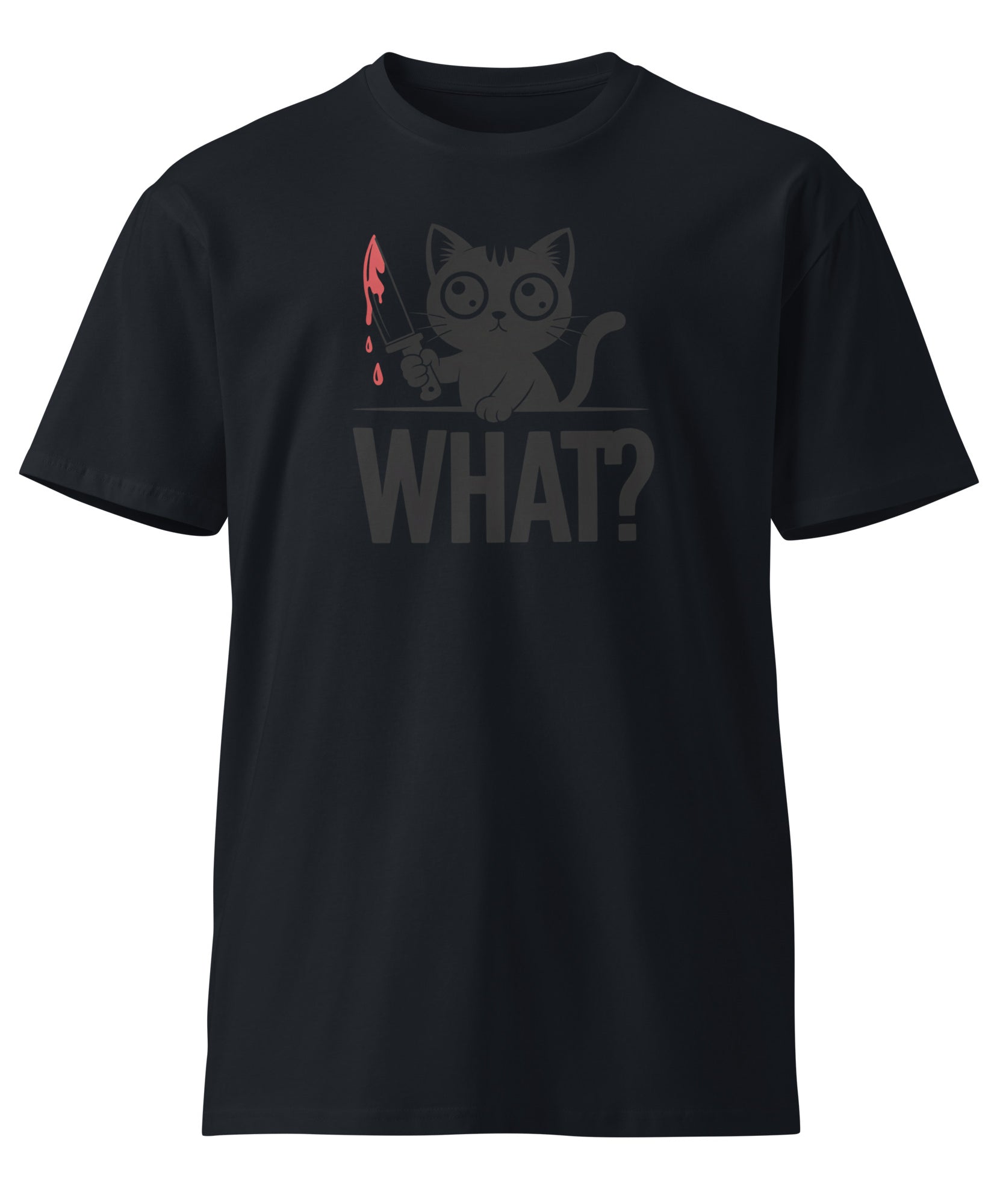 Funny Horror Cat What Graphic Unisex Premium T-Shirt | Gallory Hive