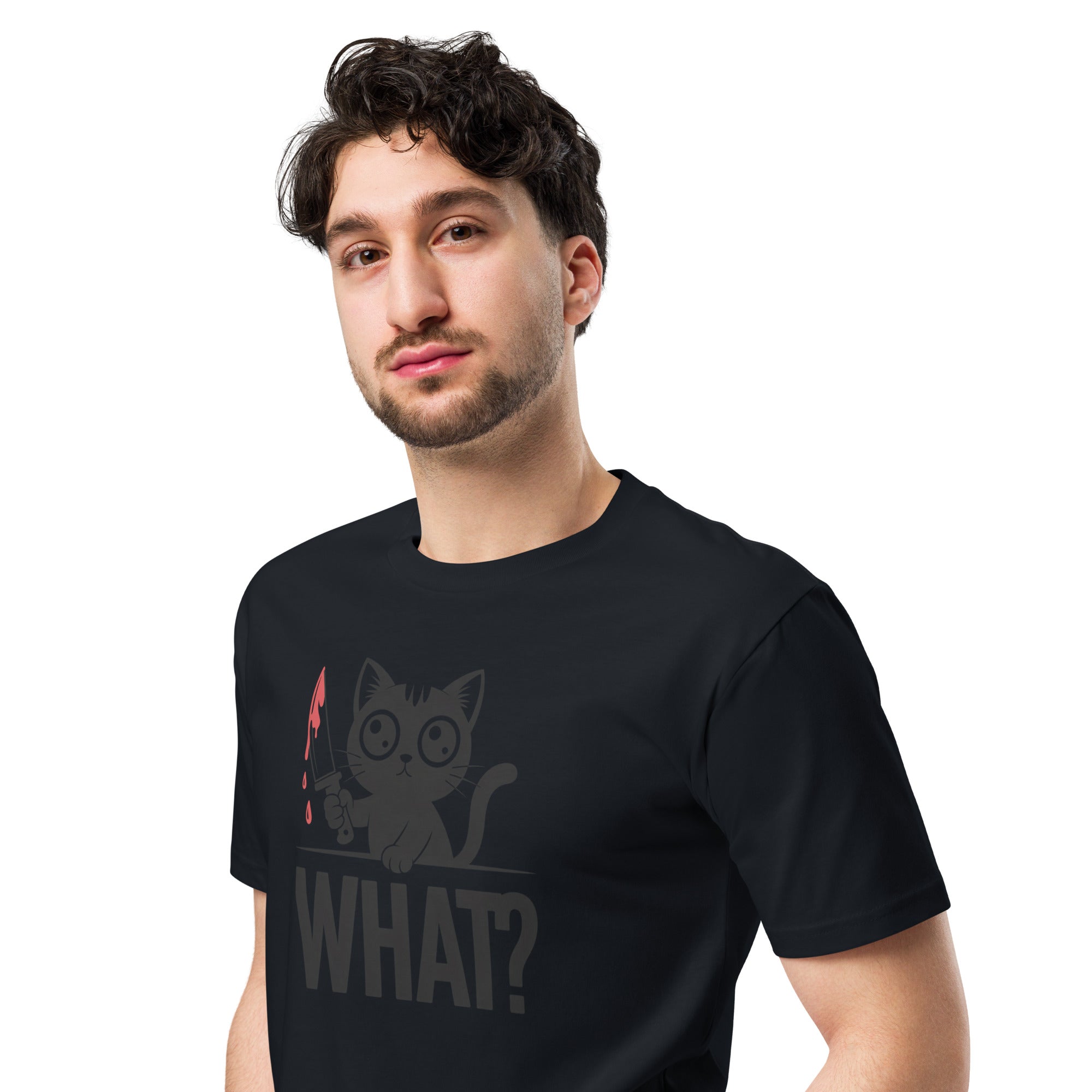 Funny Horror Cat What Graphic Unisex Premium T-Shirt | Gallory Hive