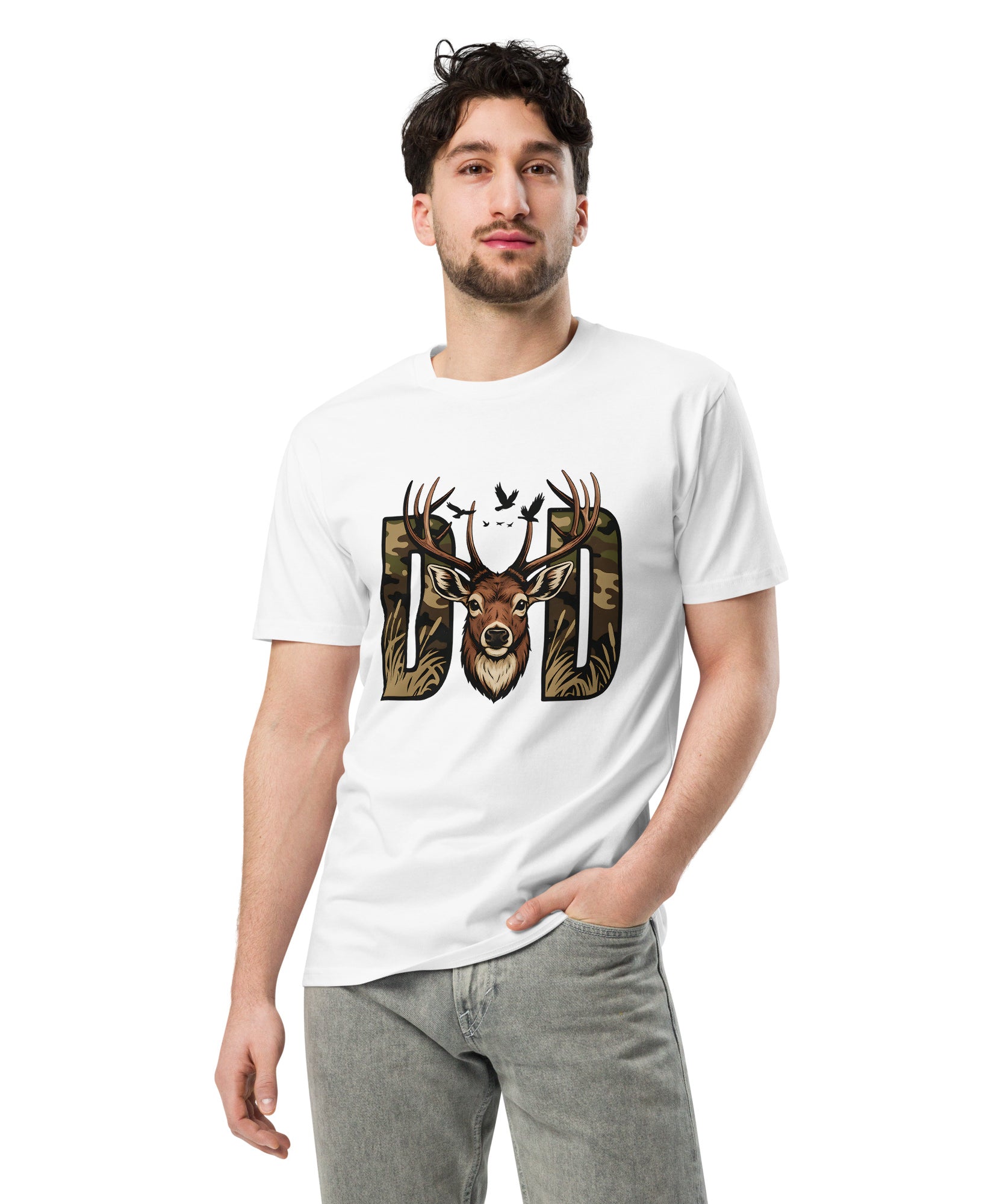 Dad Deer Hunting Premium Cotton T-Shirt | Gallory Hive