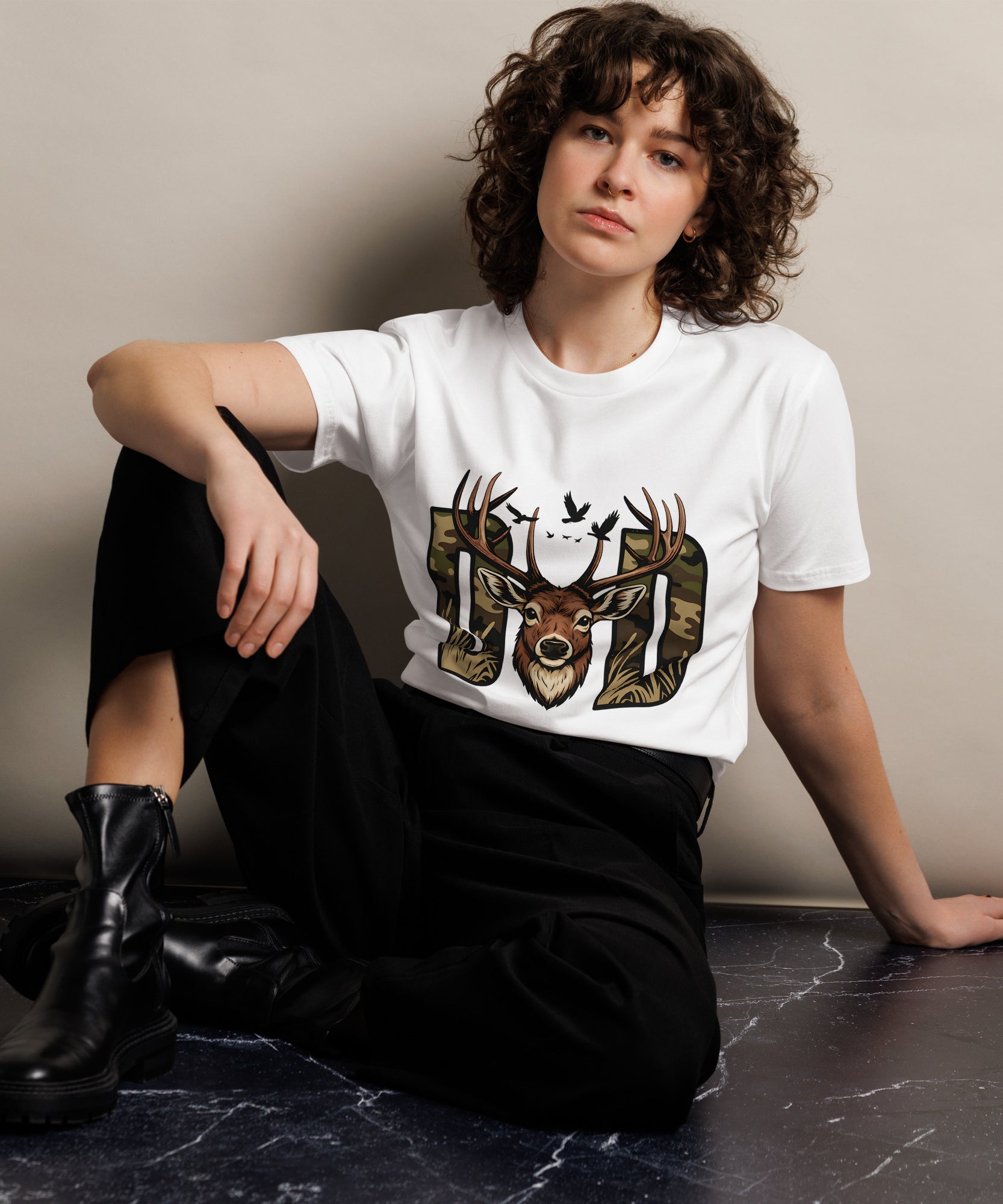 Dad Deer Hunting Premium Cotton T-Shirt | Gallory Hive