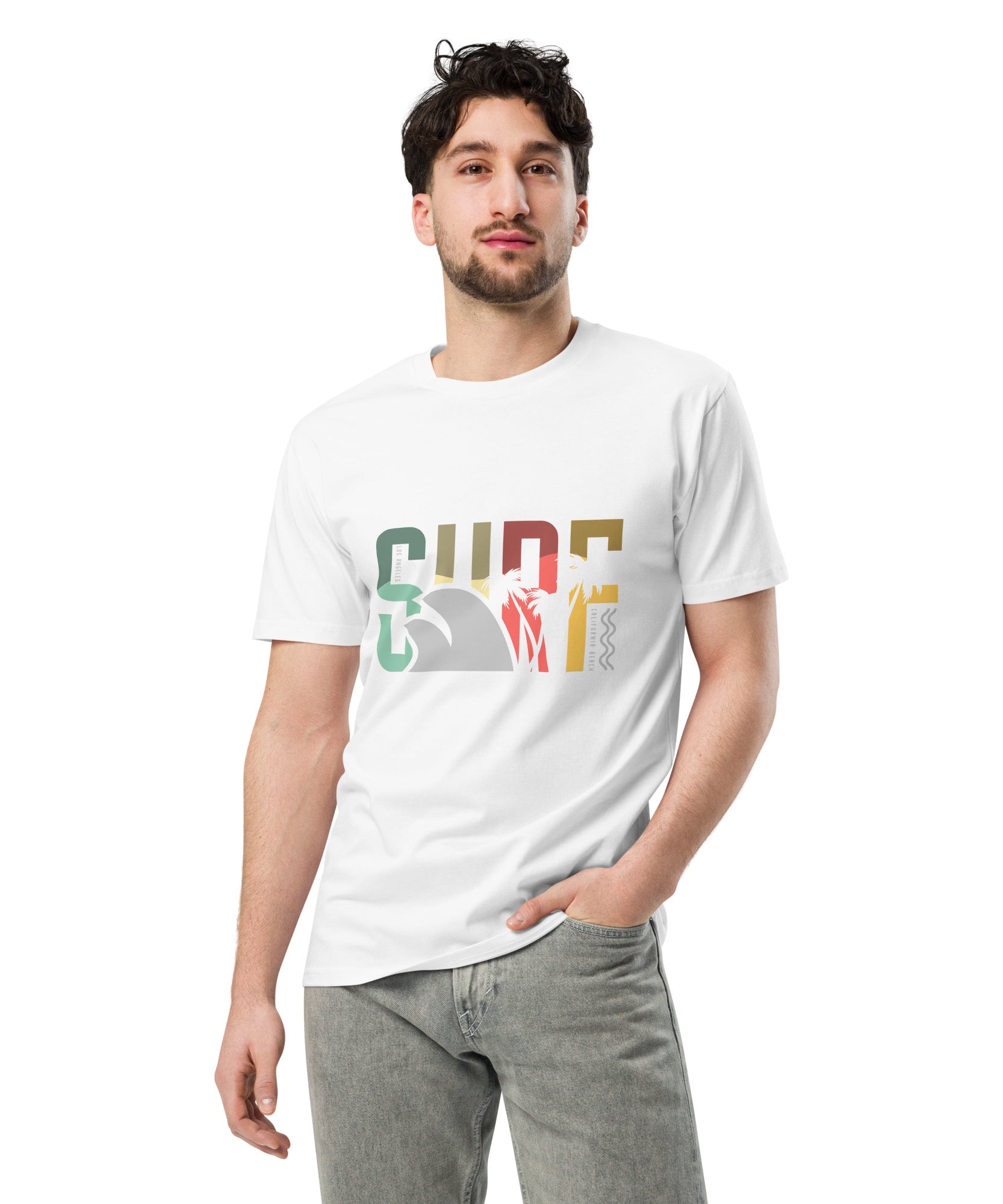 Retro Surf Beach Premium Unisex Cotton T-Shirt | Gallory Hive