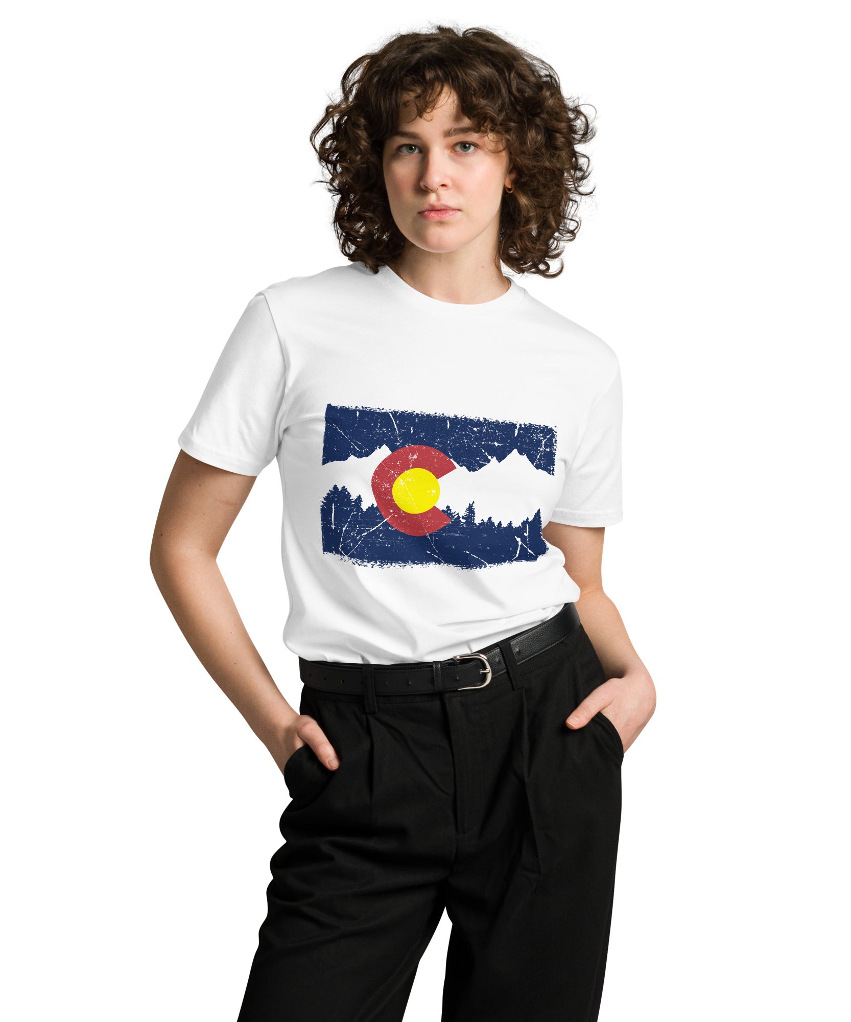Colorado Mountain Flag Graphic Cotton T-Shirt | Gallory Hive