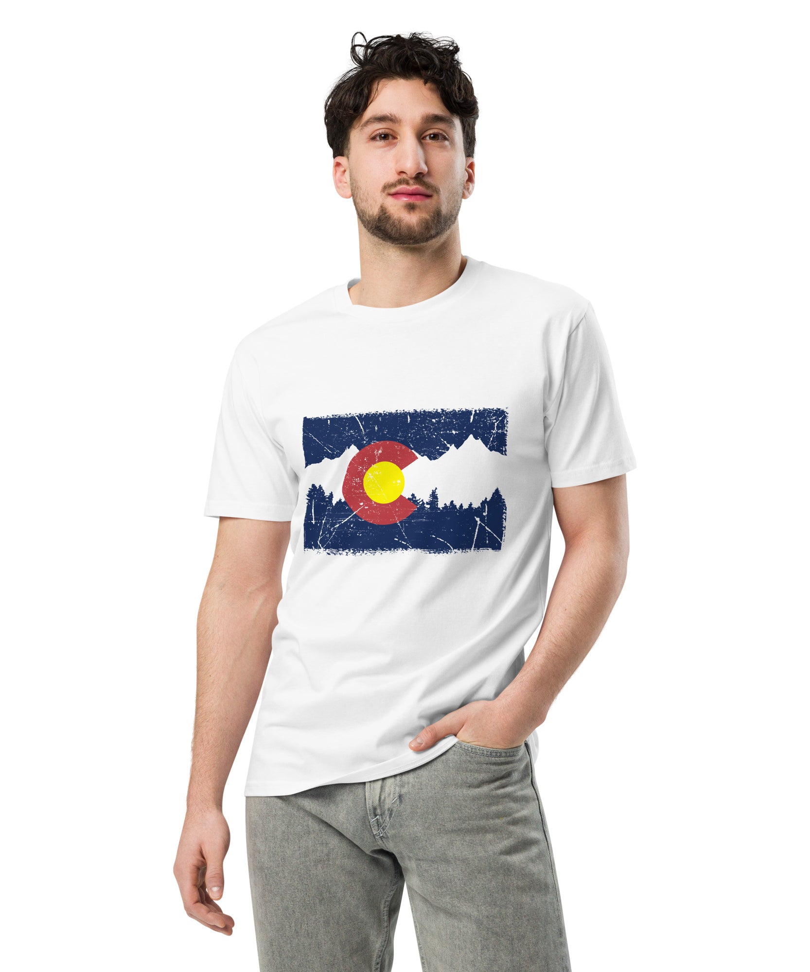 Colorado Mountain Flag Graphic Cotton T-Shirt | Gallory Hive