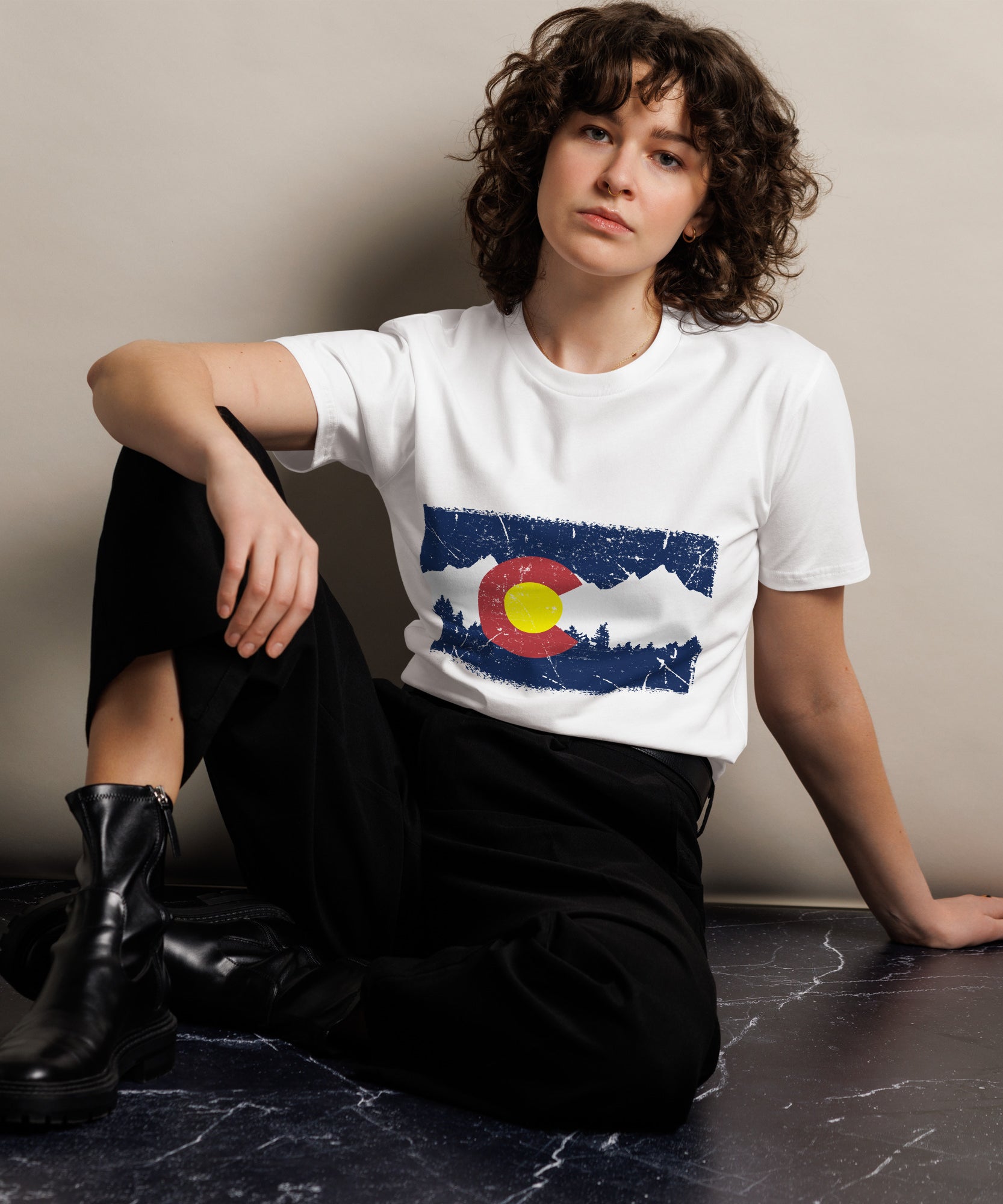 Colorado Mountain Flag Graphic Cotton T-Shirt | Gallory Hive