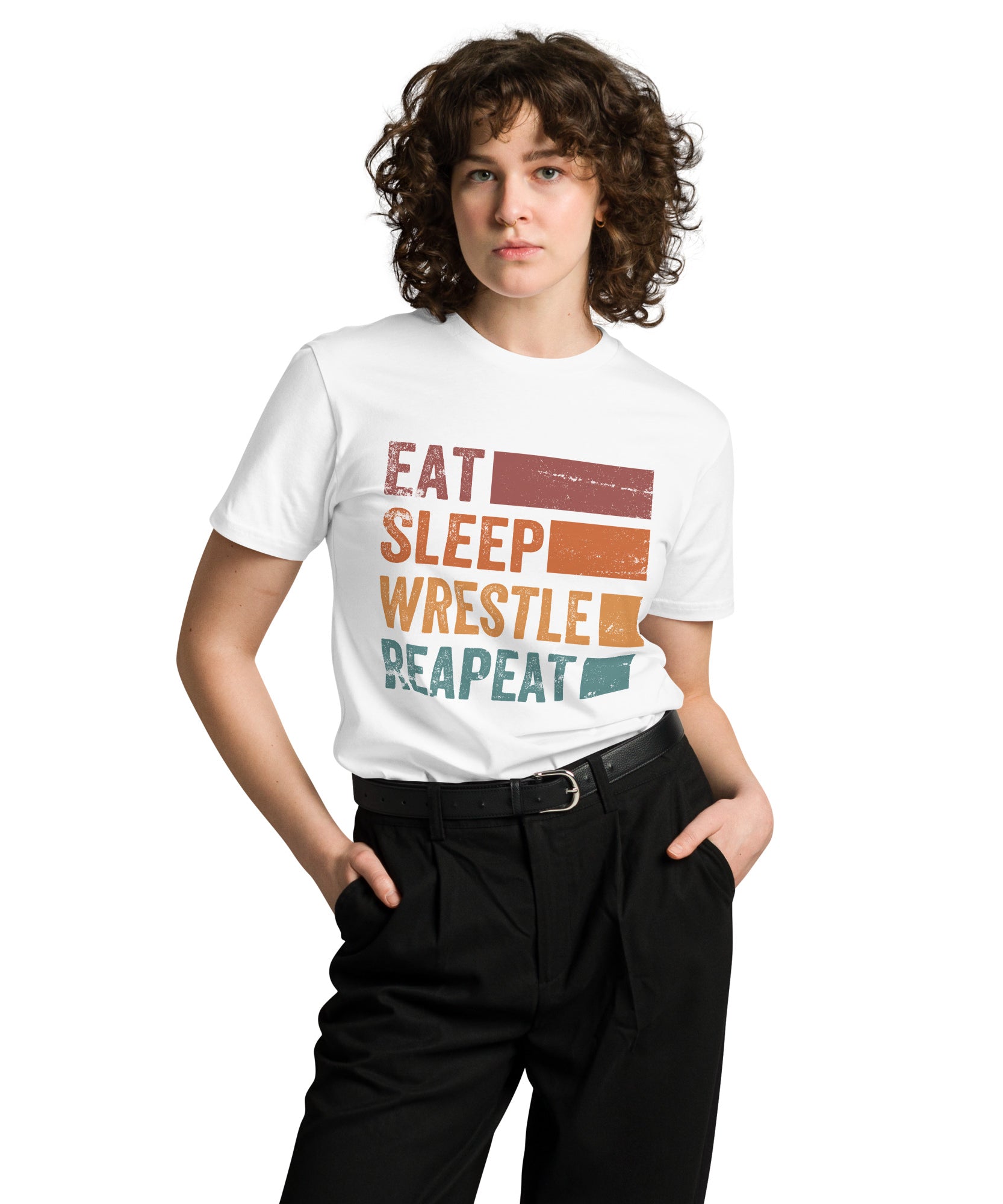 Eat Sleep Wrestle Repeat Wrestling Unisex Premium T-Shirt | Gallory Hive