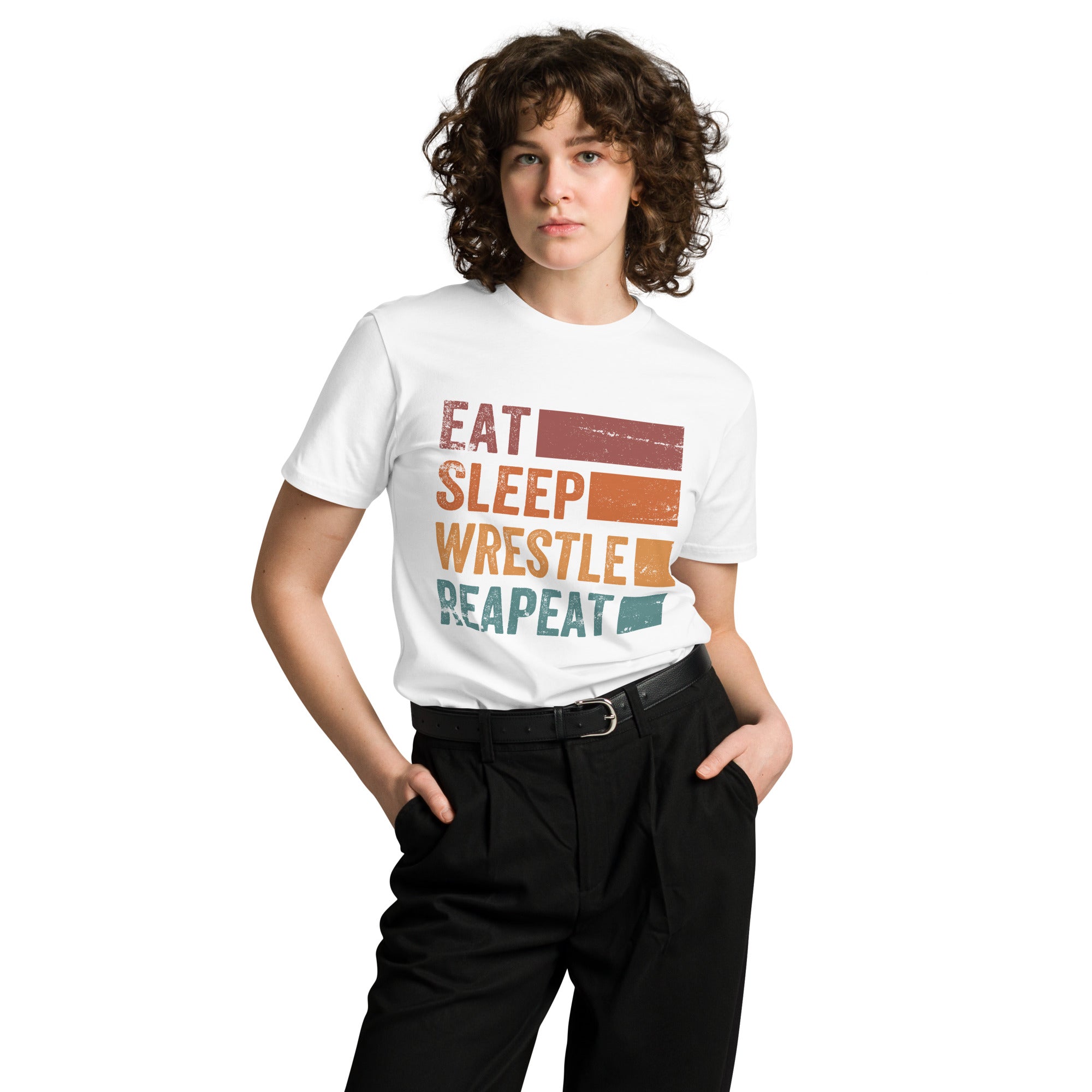 Eat Sleep Wrestle Repeat Wrestling Unisex Premium T-Shirt | Gallory Hive