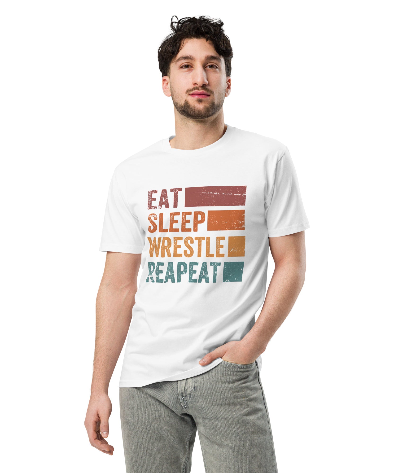 Eat Sleep Wrestle Repeat Wrestling Unisex Premium T-Shirt | Gallory Hive