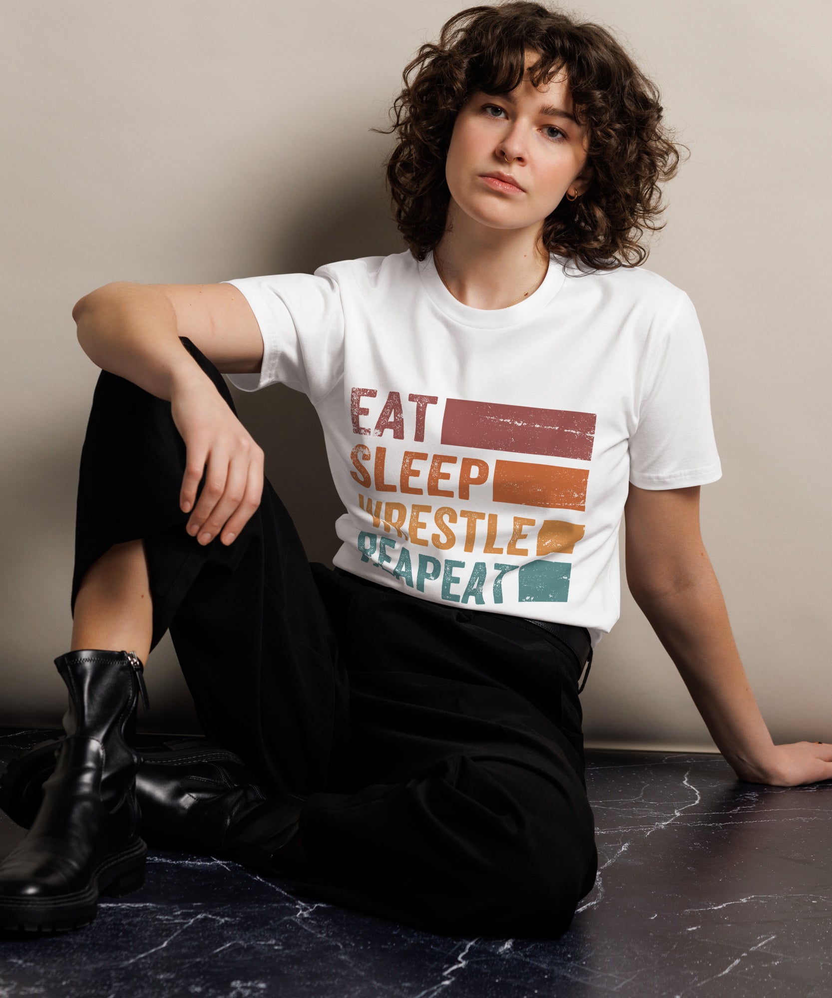 Eat Sleep Wrestle Repeat Wrestling Unisex Premium T-Shirt | Gallory Hive