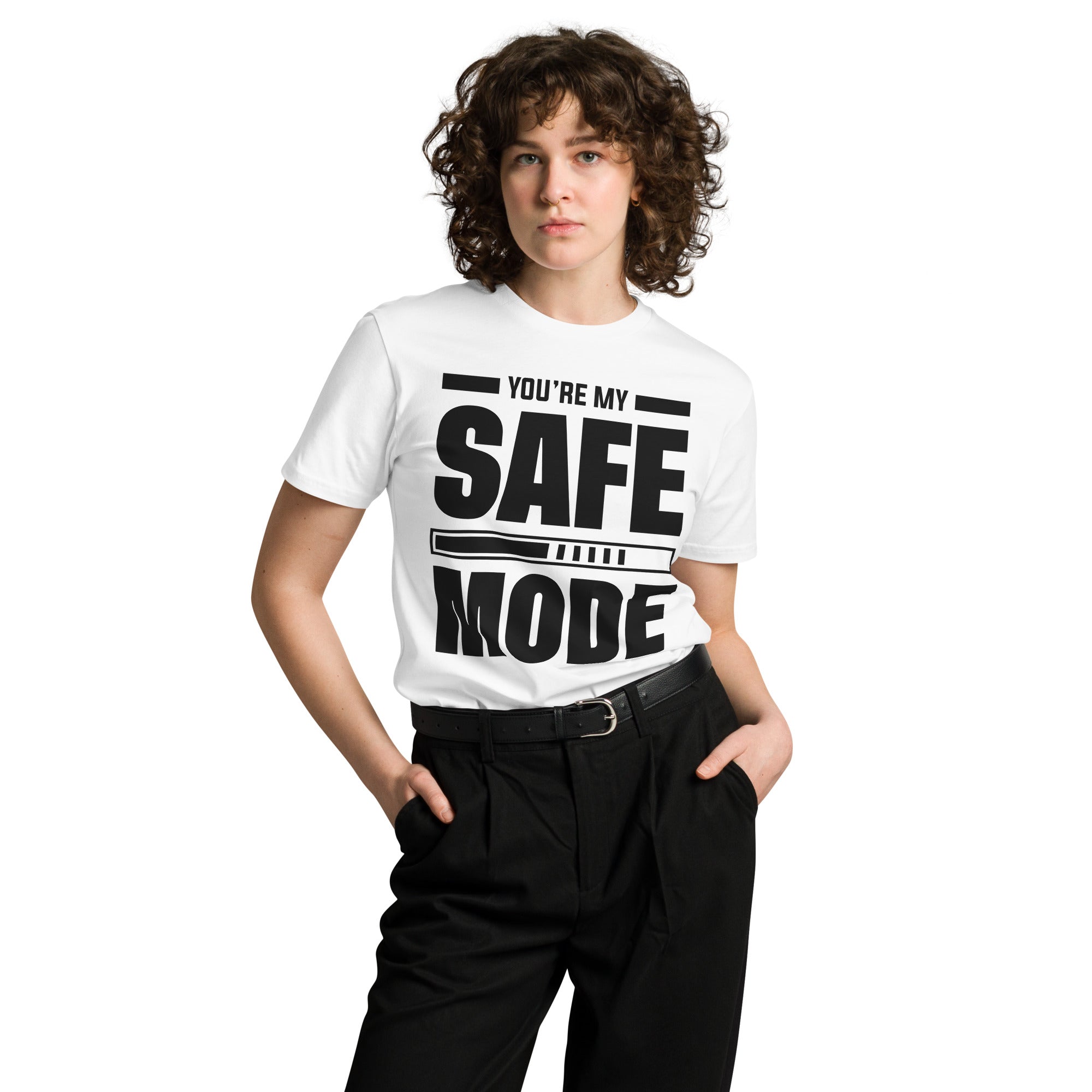 Safe Mode Typography Premium Cotton T-Shirt | Gallory Hive