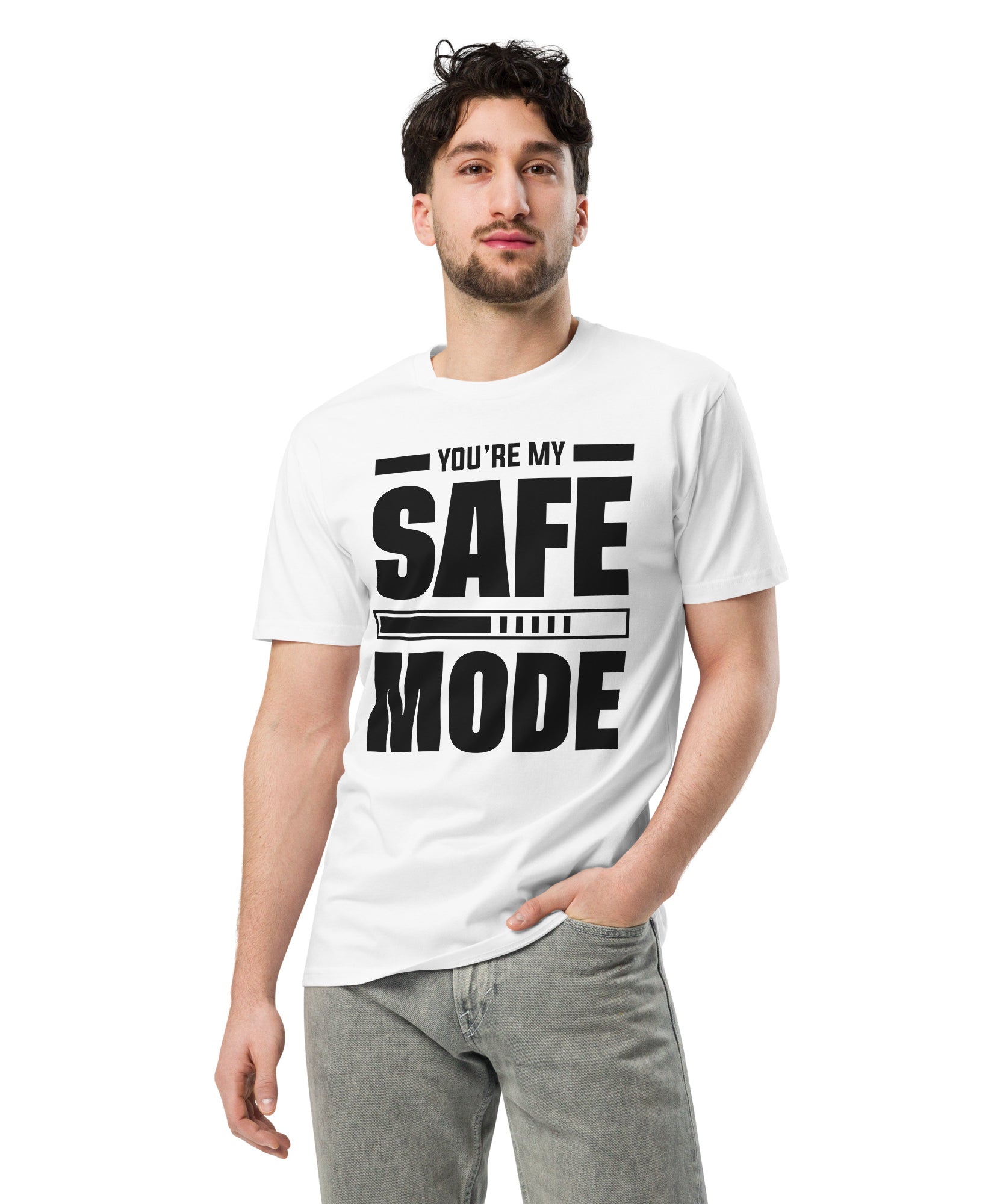 Safe Mode Typography Premium Cotton T-Shirt | Gallory Hive