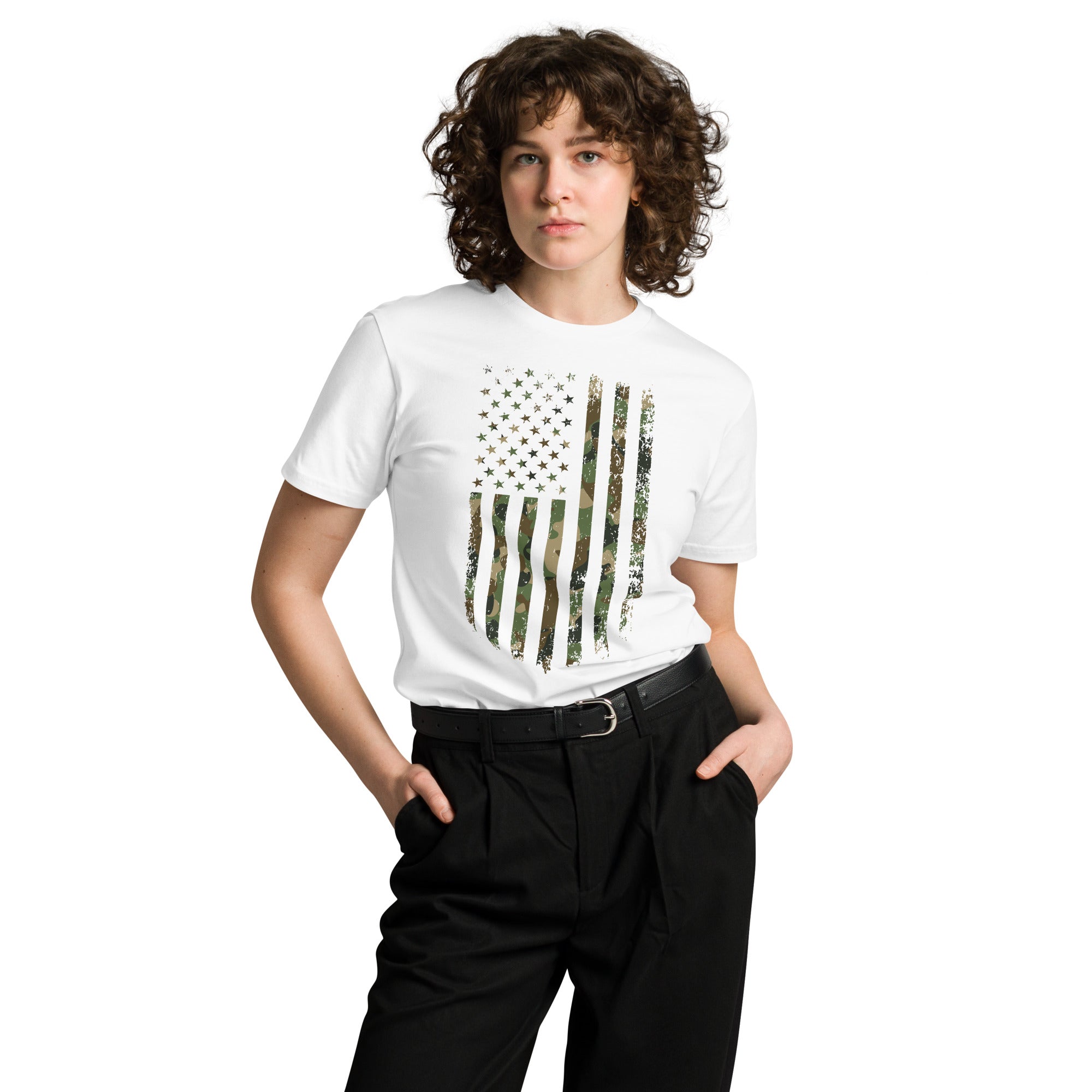 Military Style USA Flag Premium Cotton T-Shirt | Gallory Hive