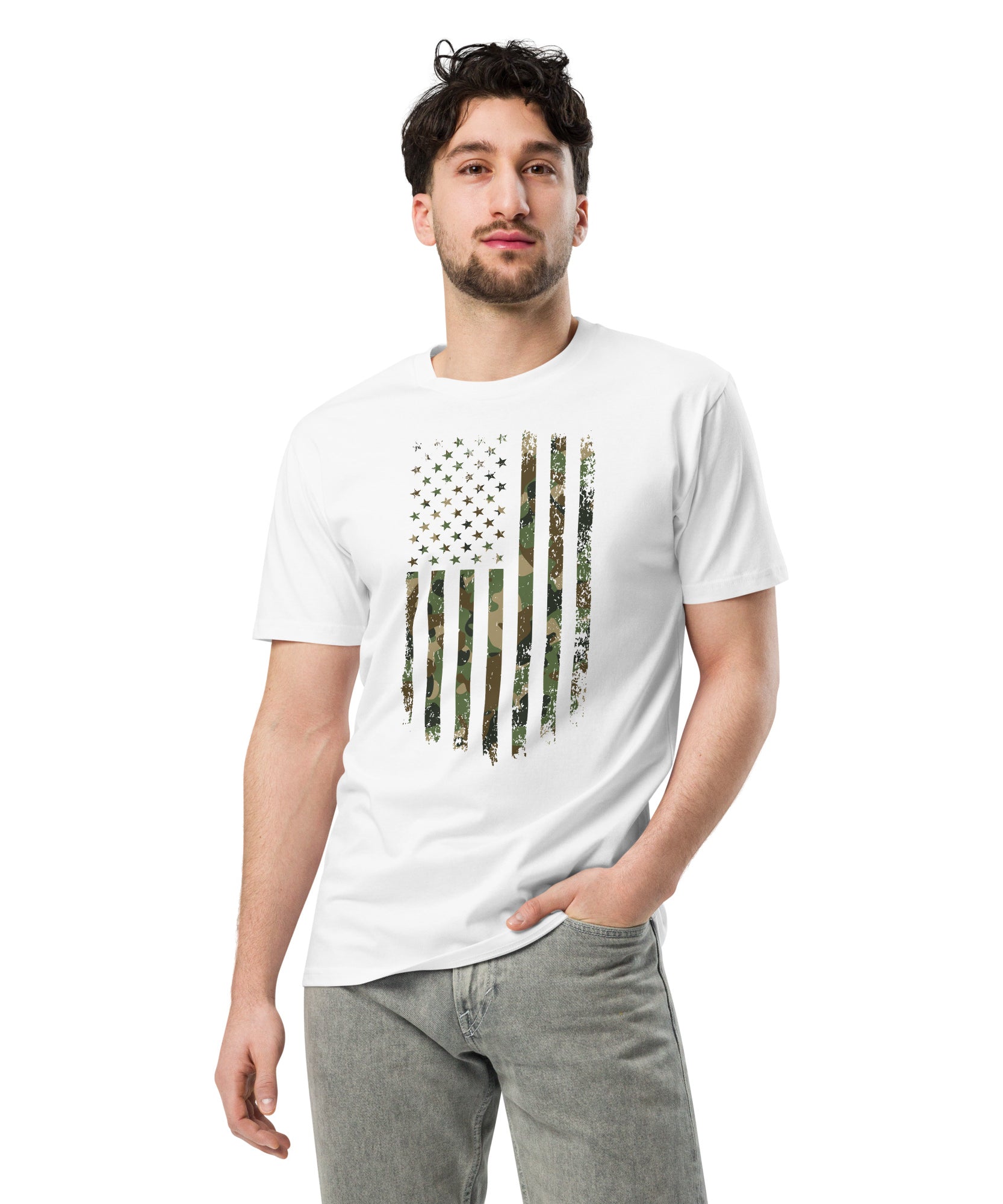 Military Style USA Flag Premium Cotton T-Shirt | Gallory Hive