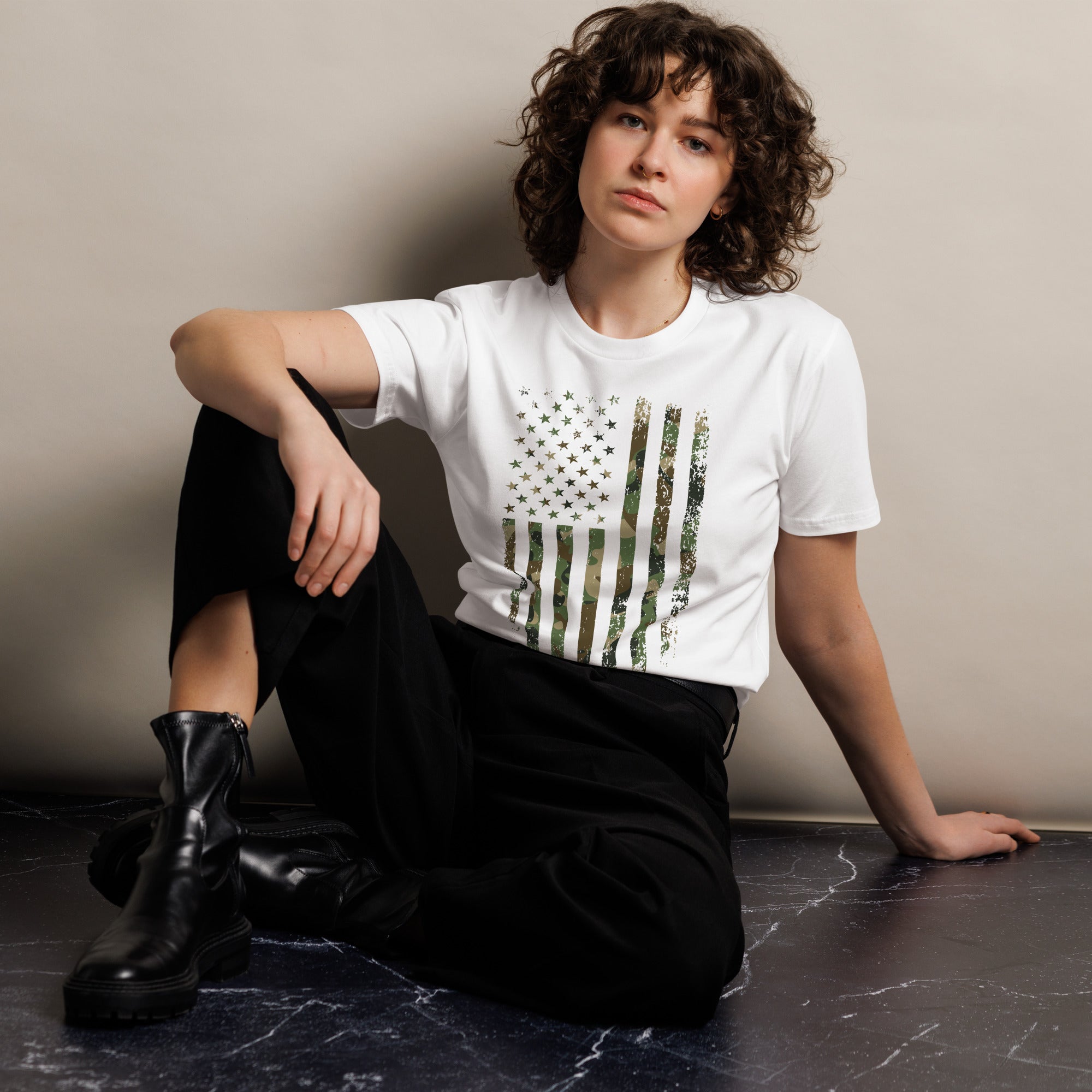 Military Style USA Flag Premium Cotton T-Shirt | Gallory Hive
