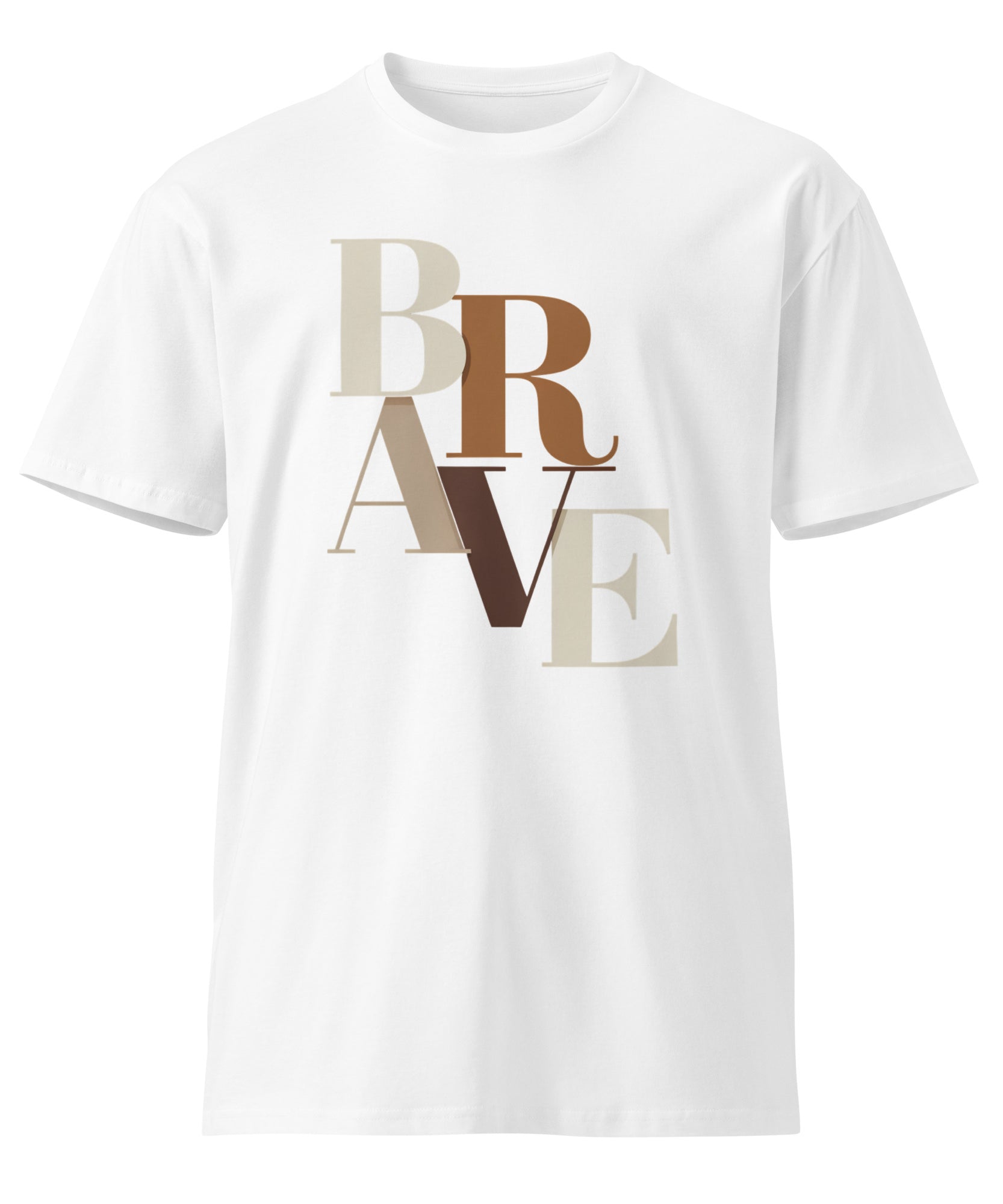 BRAVE Minimalist Neutral Typography Premium T-Shirt | Gallory Hive