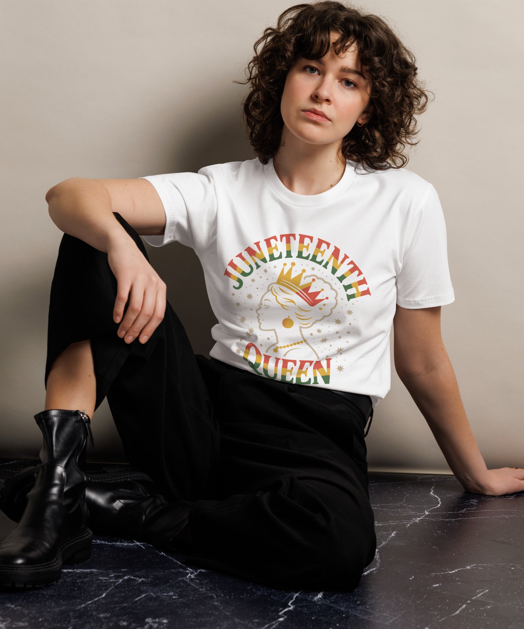 Juneteenth Queen Crown Afro Graphic Unisex Premium T-Shirt | Gallory Hive