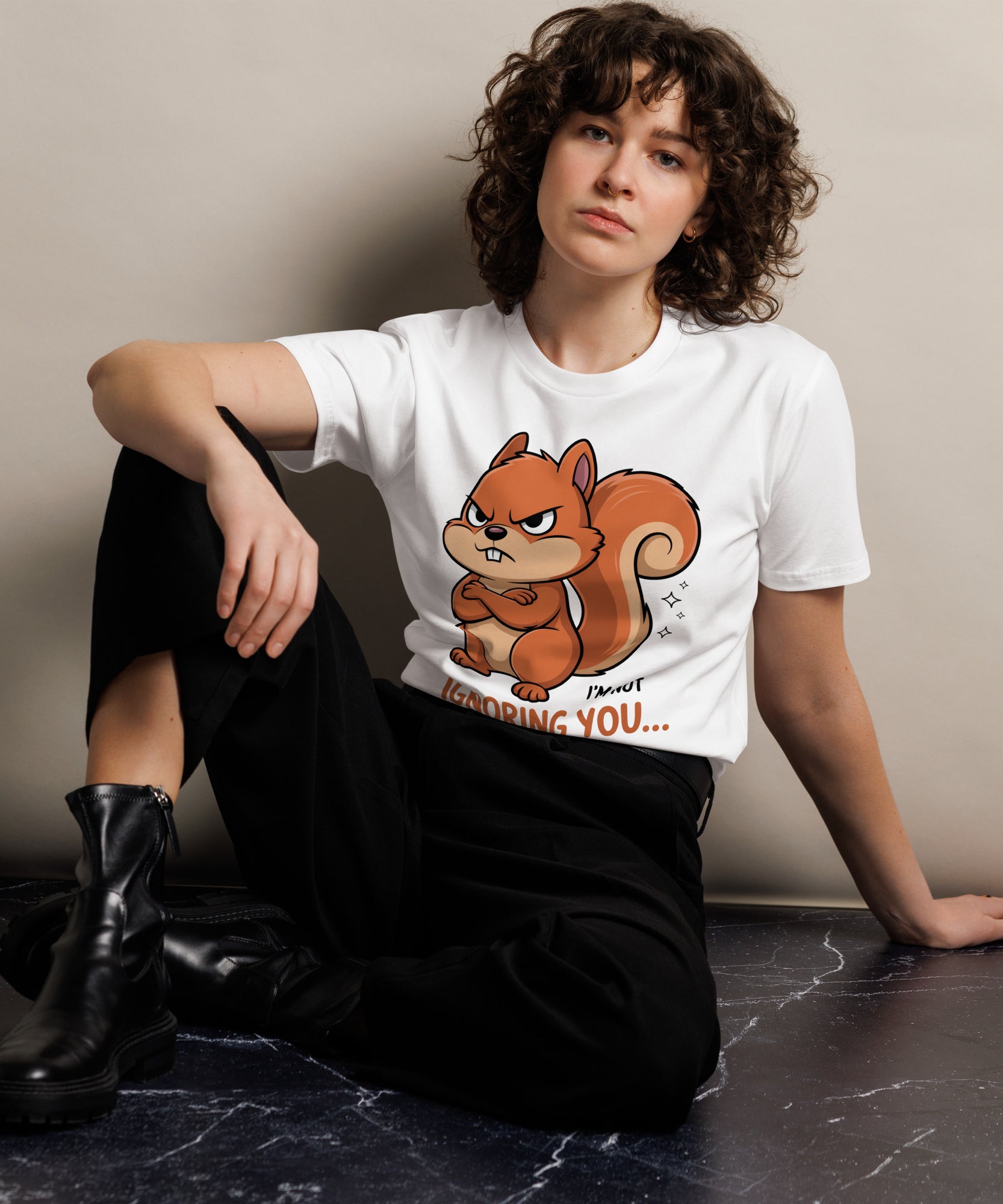 Ignoring You Funny Angry Squirrel Premium Cotton T-Shirt | Gallory Hive