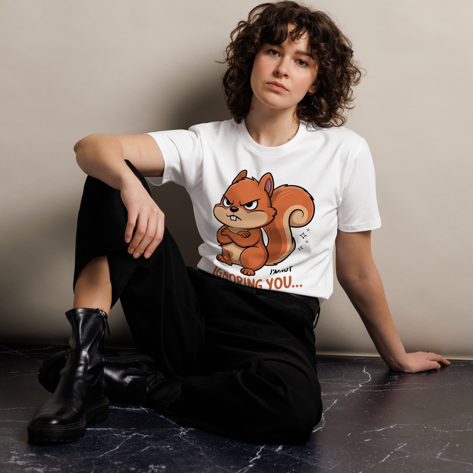 Ignoring You Funny Angry Squirrel Premium Cotton T-Shirt | Gallory Hive