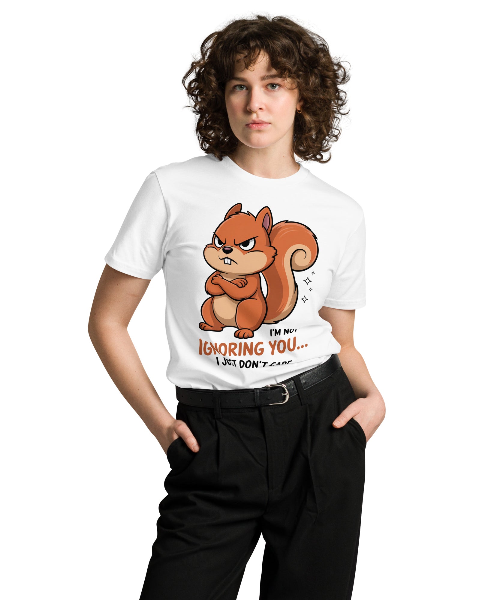 Ignoring You Funny Angry Squirrel Premium Cotton T-Shirt | Gallory Hive