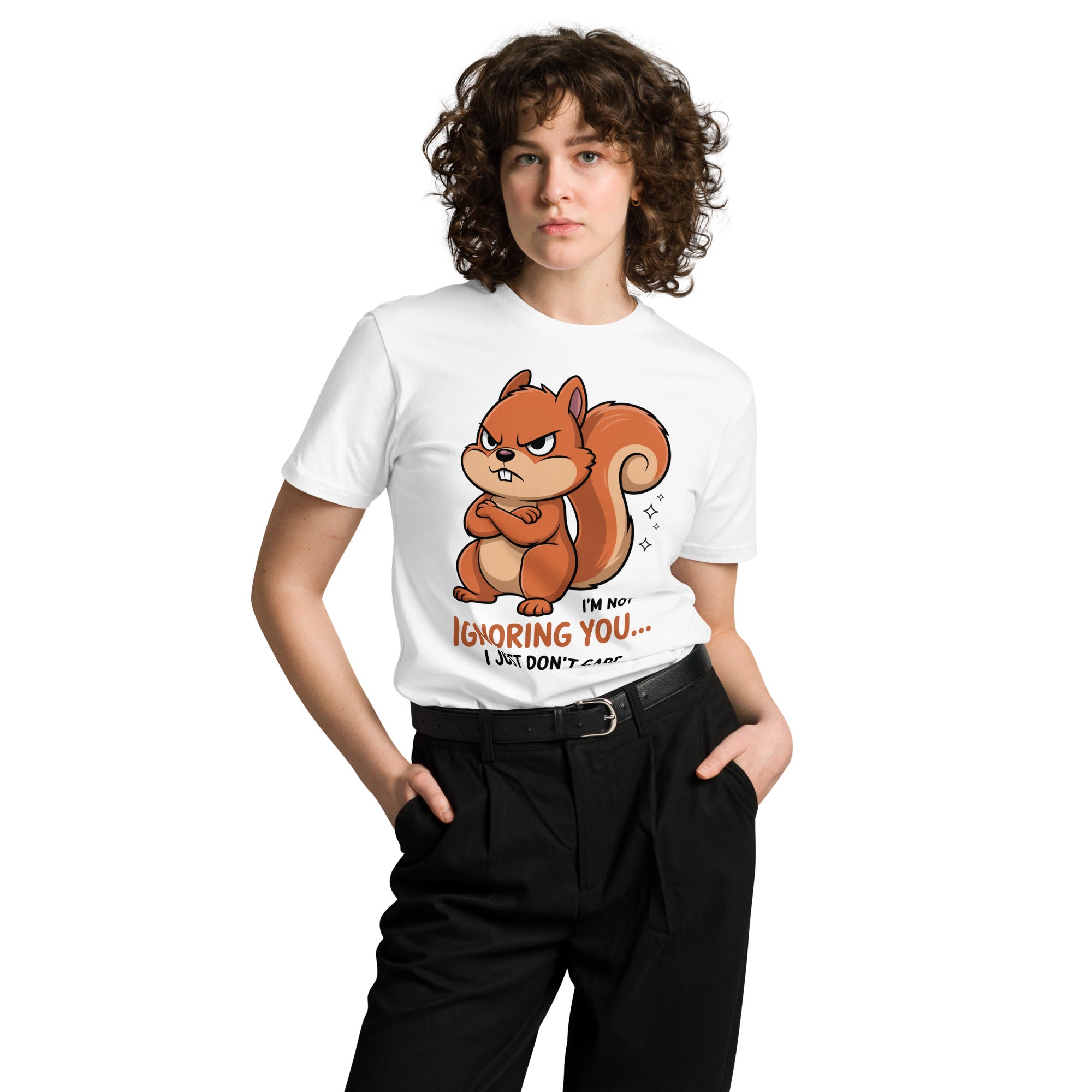 Ignoring You Funny Angry Squirrel Premium Cotton T-Shirt | Gallory Hive