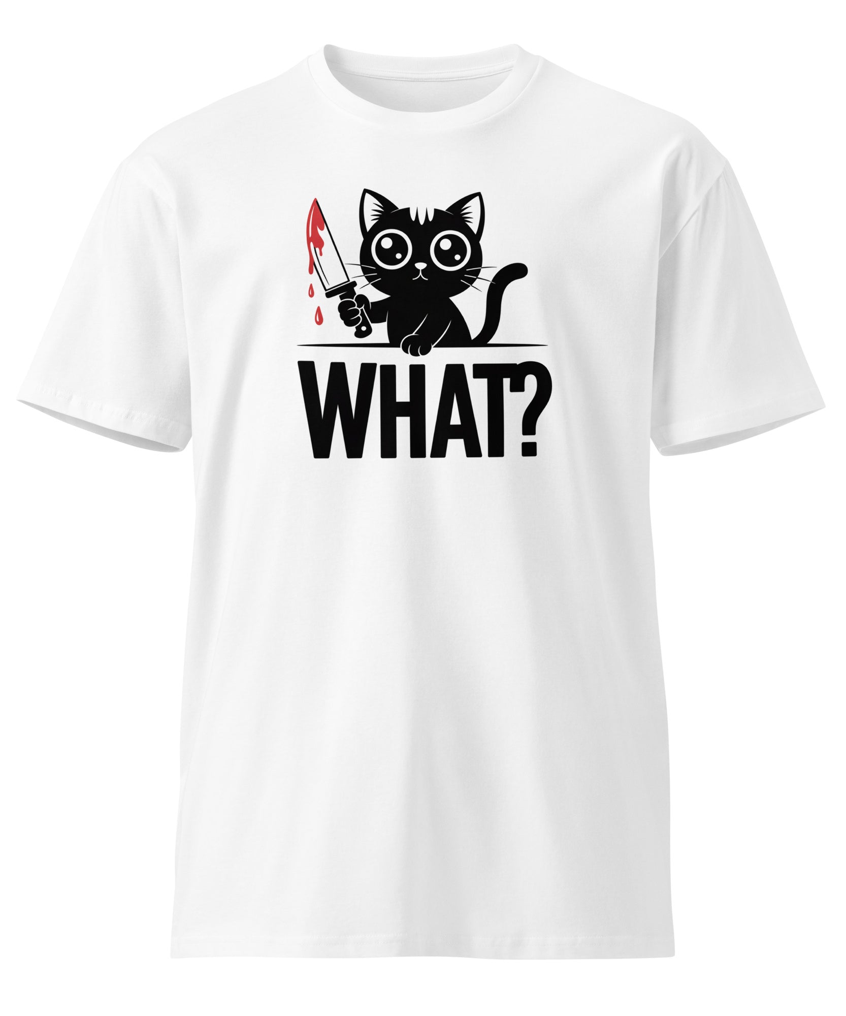 Funny Horror Cat What Graphic Unisex Premium T-Shirt | Gallory Hive