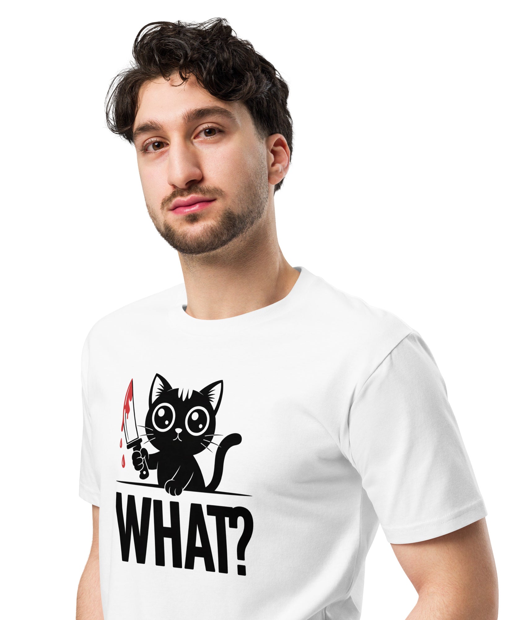 Funny Horror Cat What Graphic Unisex Premium T-Shirt | Gallory Hive
