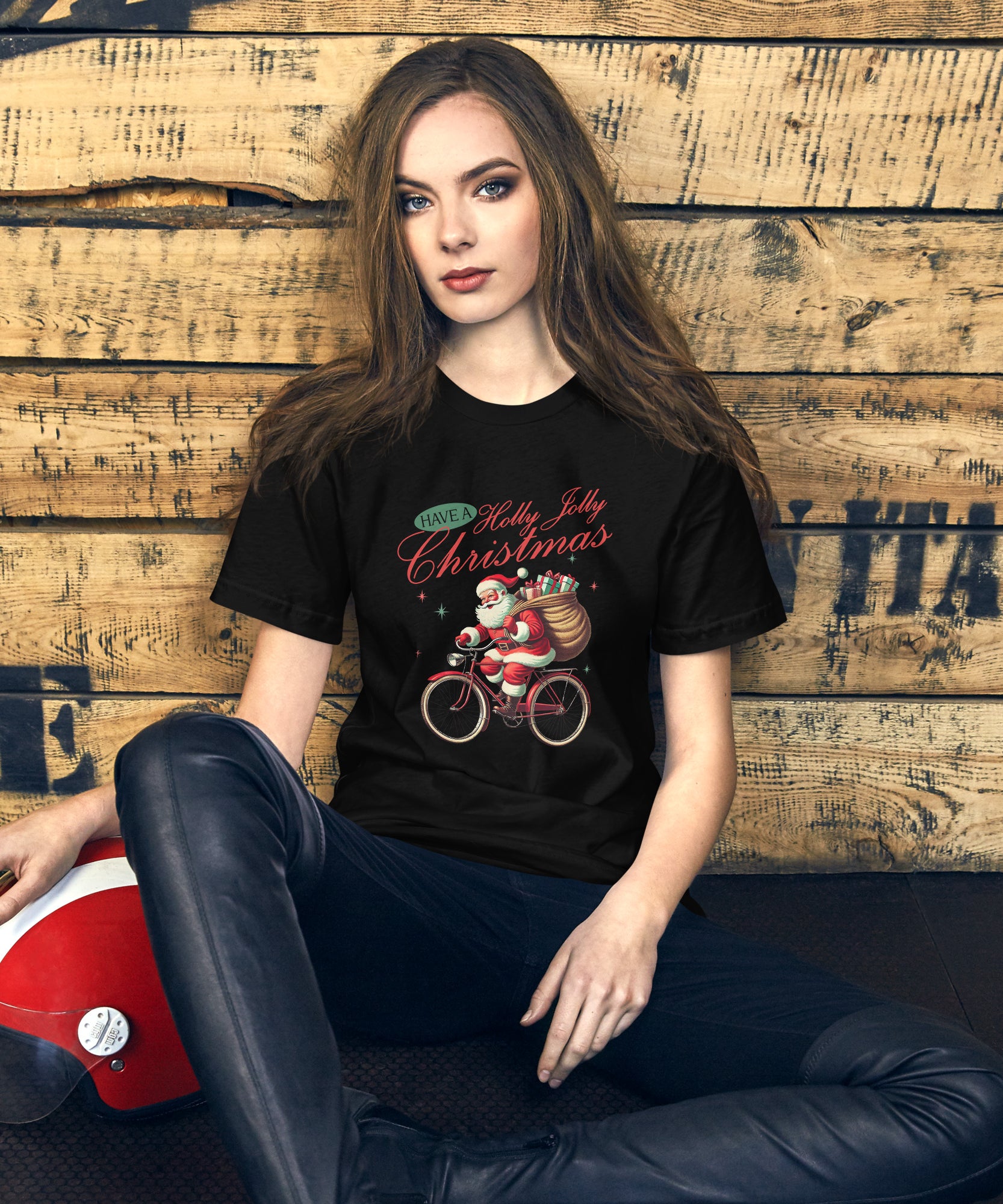 Retro Christmas Santa Bike T-Shirt | Gallory Hive
