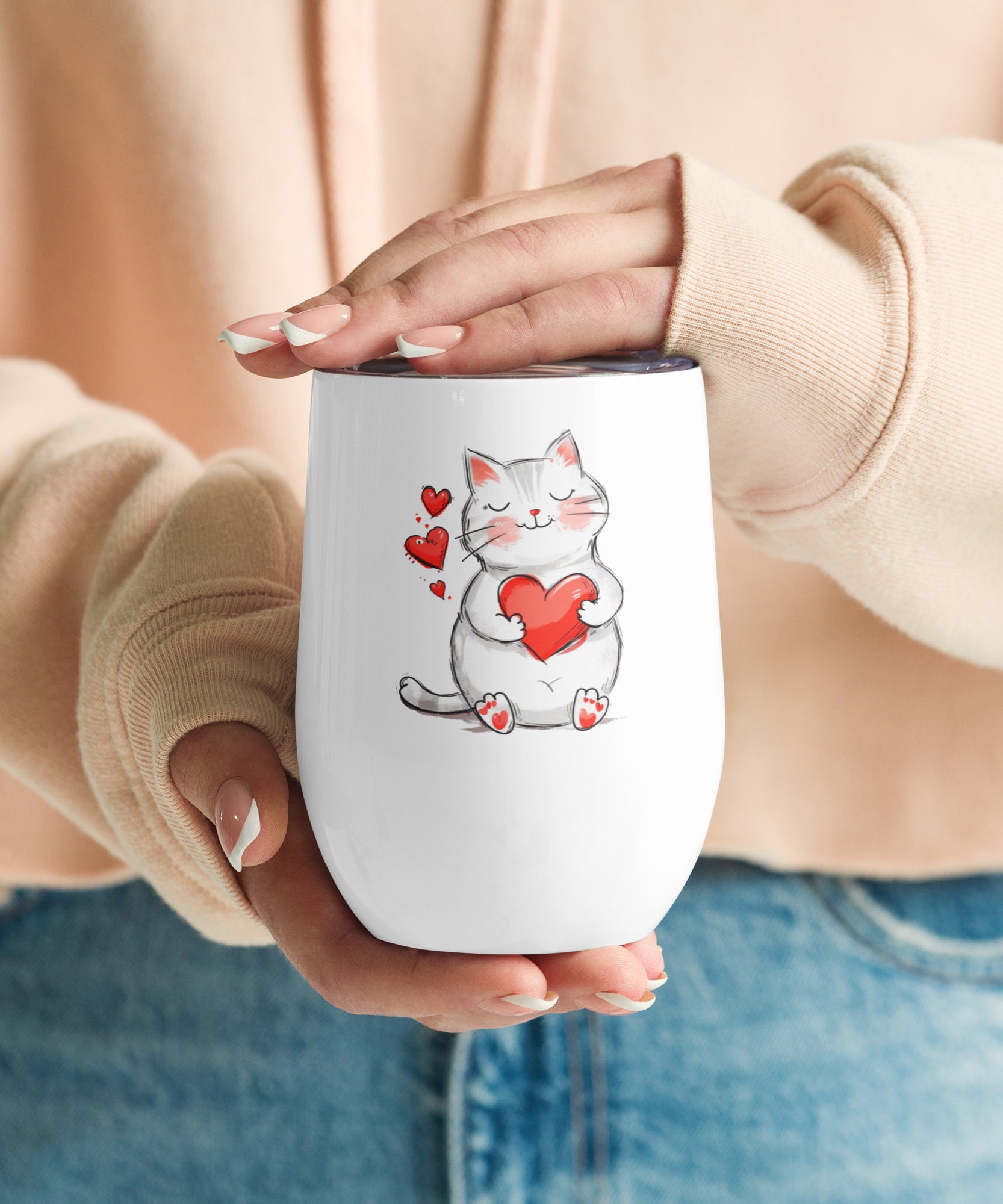 Valentine Cat Stainless Steel Tumbler | Gallory Hive