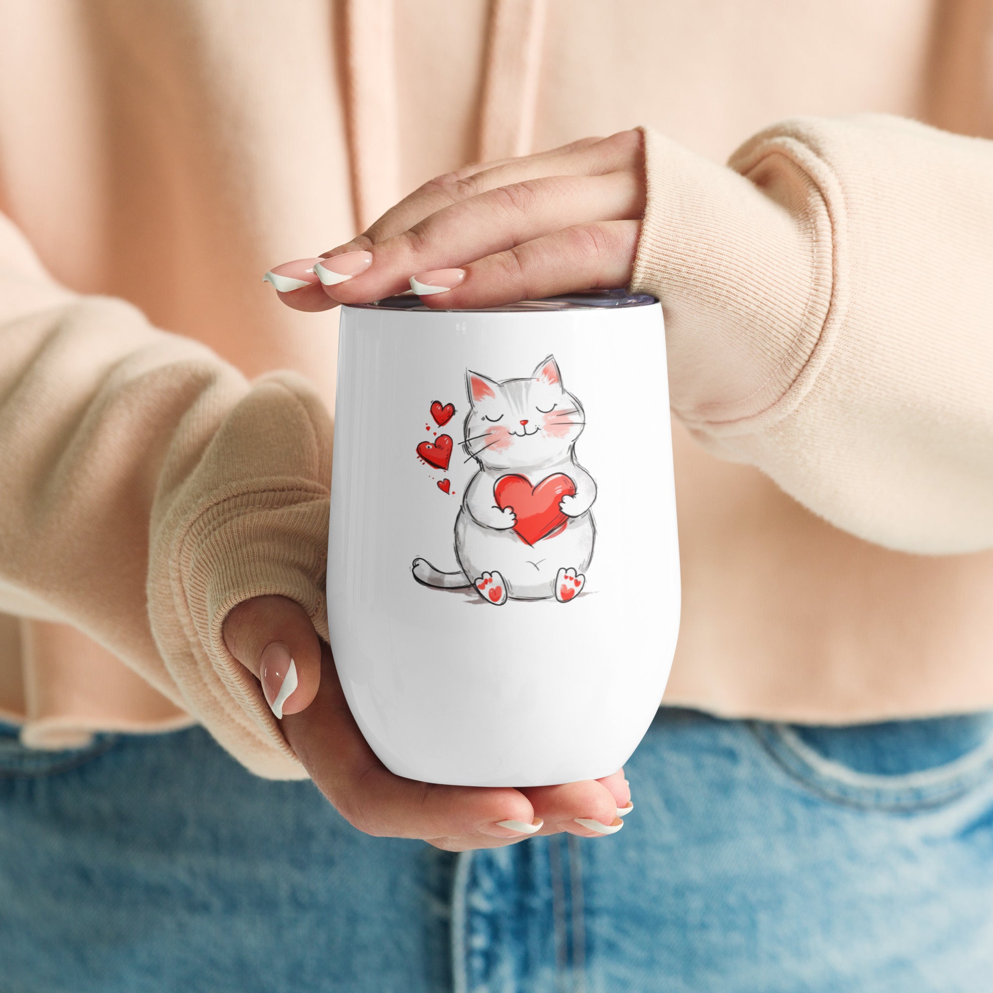 Valentine Cat Stainless Steel Tumbler | Gallory Hive