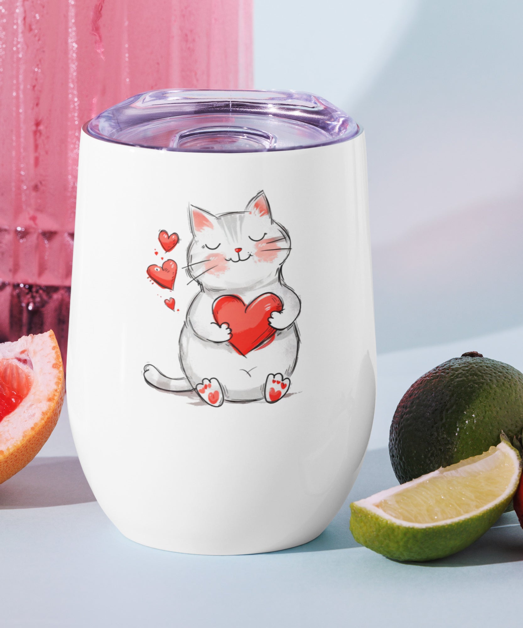 Valentine Cat Stainless Steel Tumbler | Gallory Hive