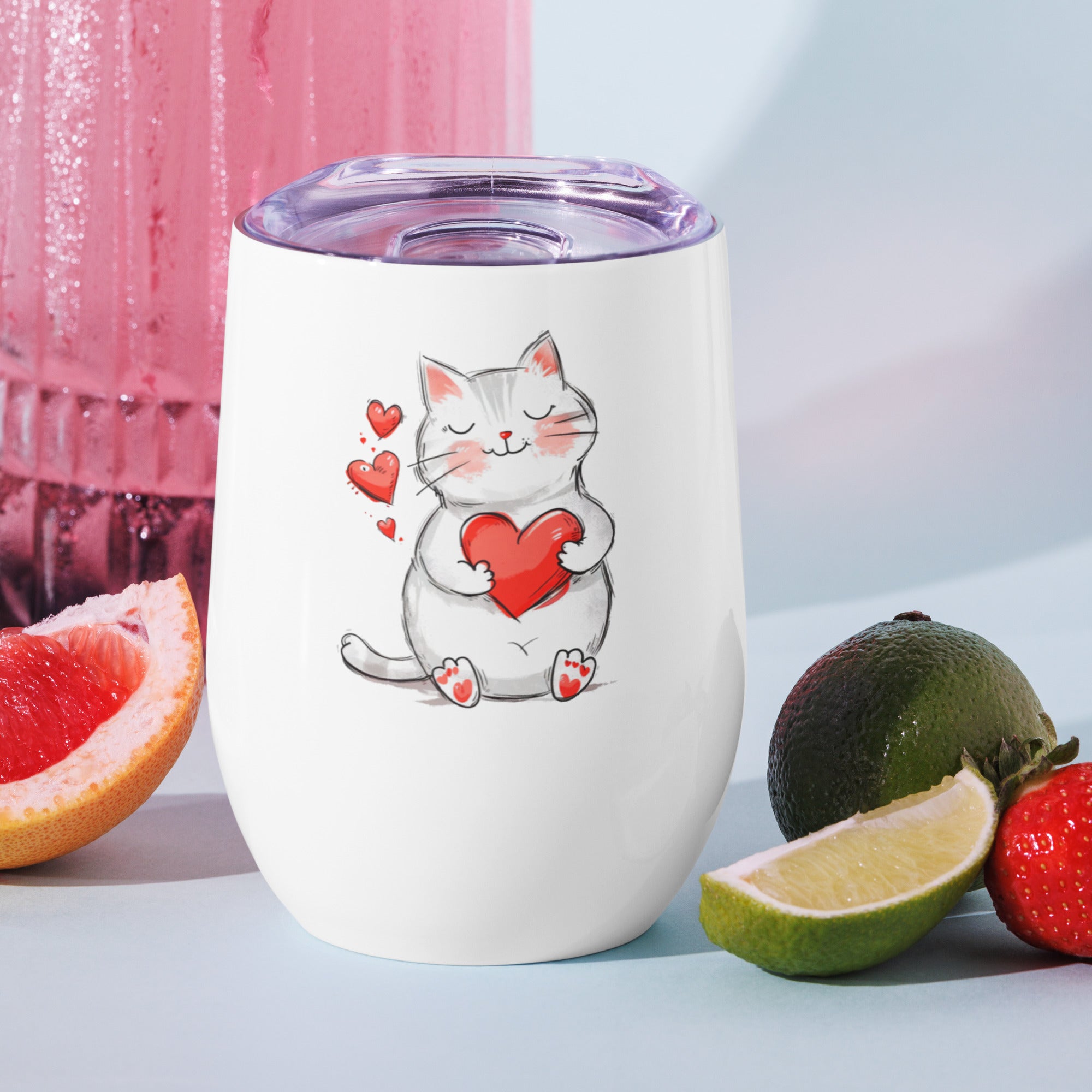 Valentine Cat Stainless Steel Tumbler | Gallory Hive