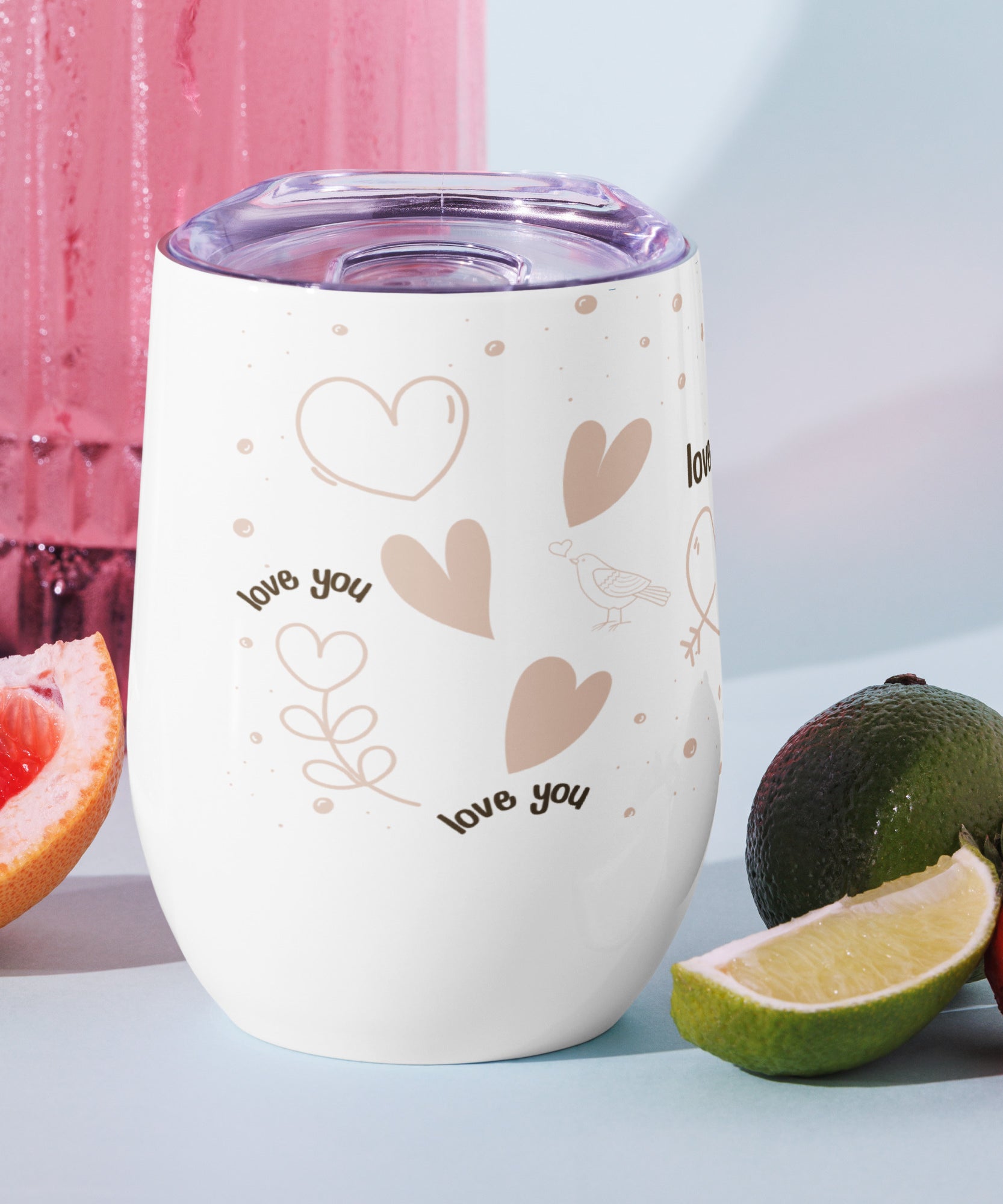 Romantic Love You Stainless Steel Wine Tumbler | Gallory Hive