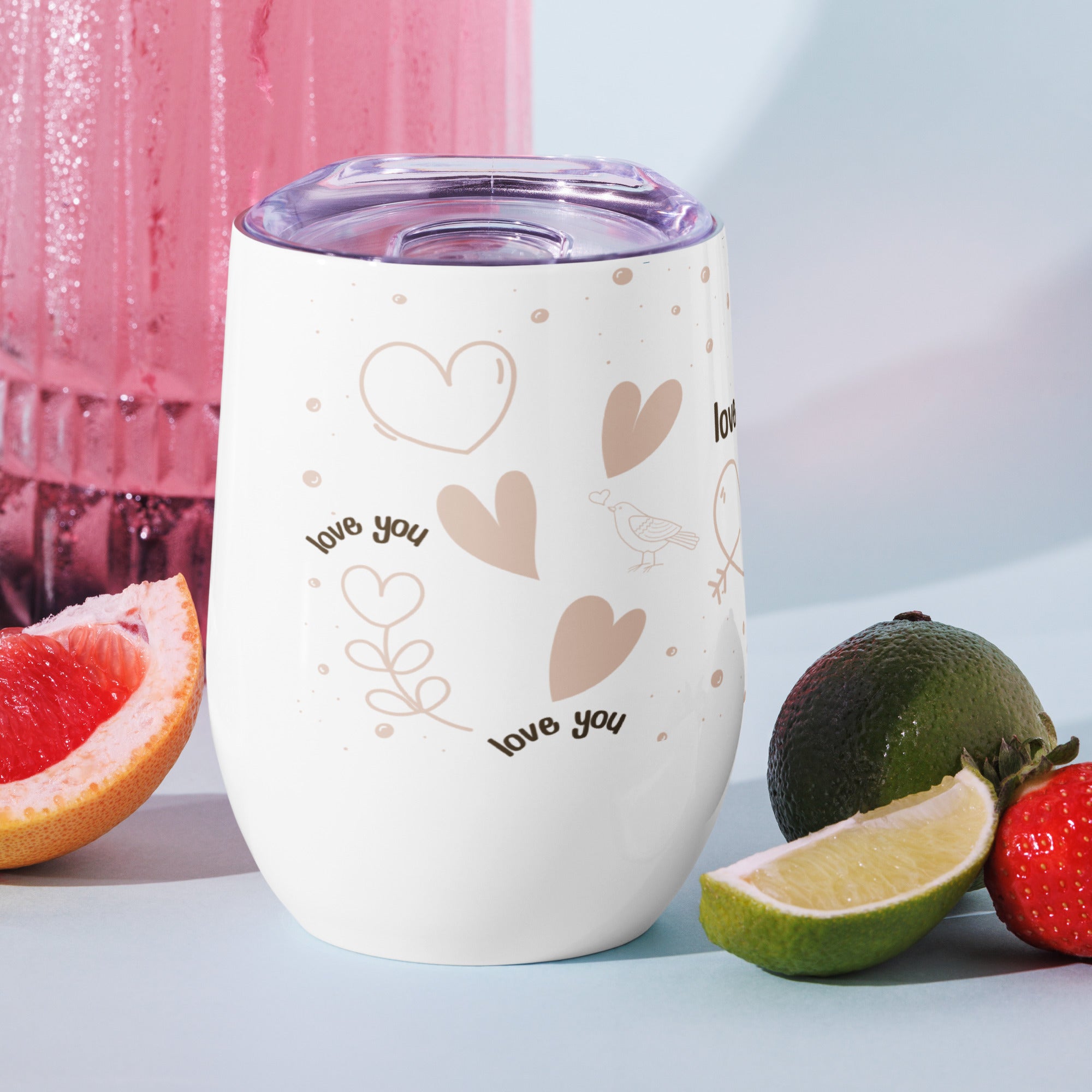 Romantic Love You Stainless Steel Wine Tumbler | Gallory Hive