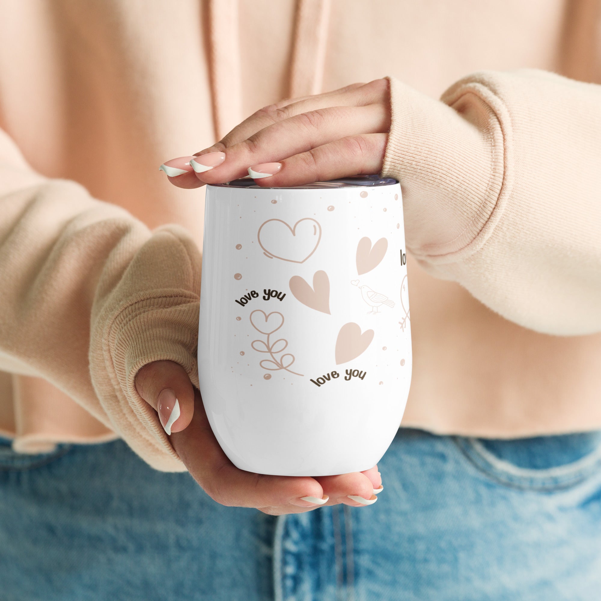 Romantic Love You Stainless Steel Wine Tumbler | Gallory Hive