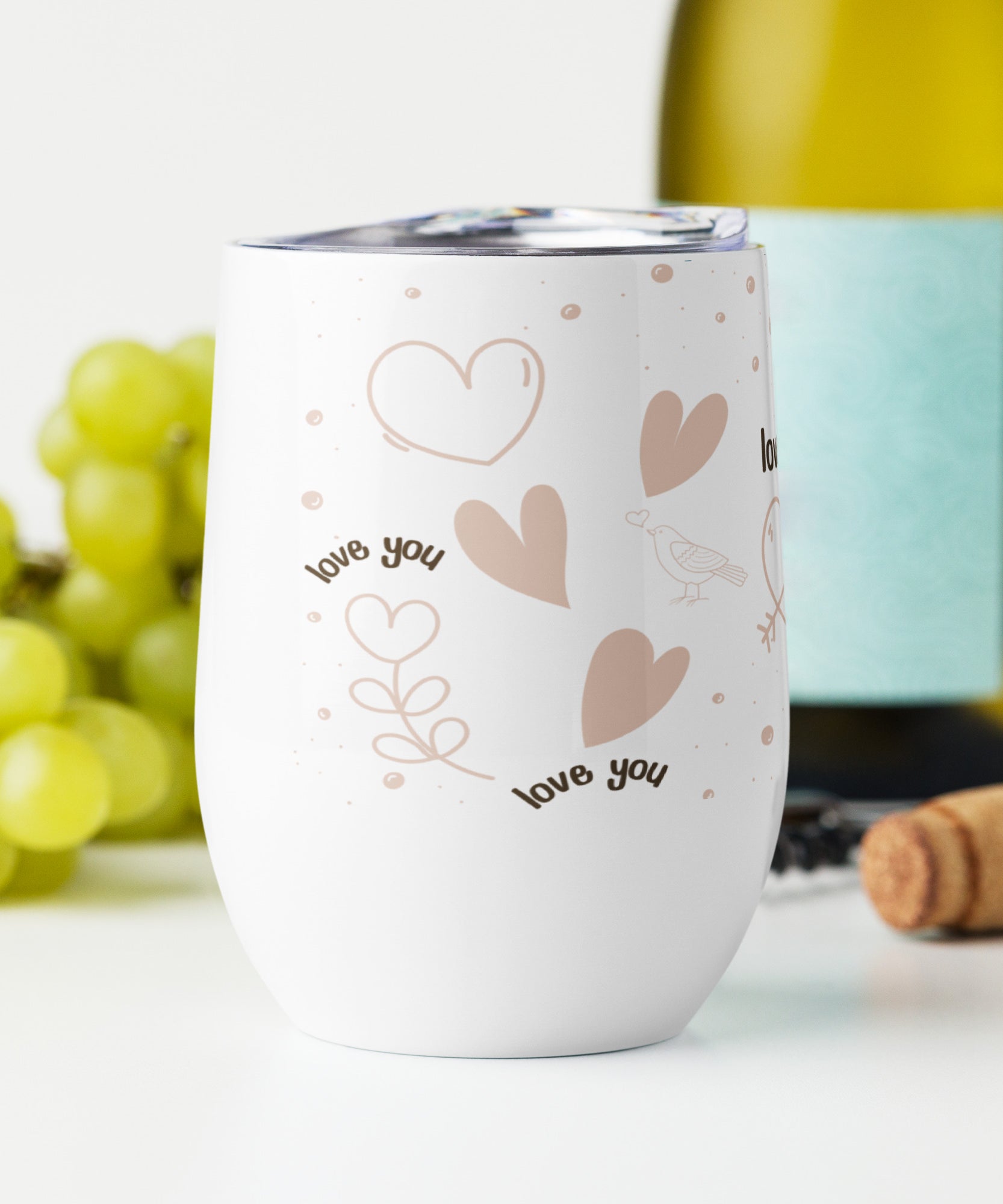 Romantic Love You Stainless Steel Wine Tumbler | Gallory Hive