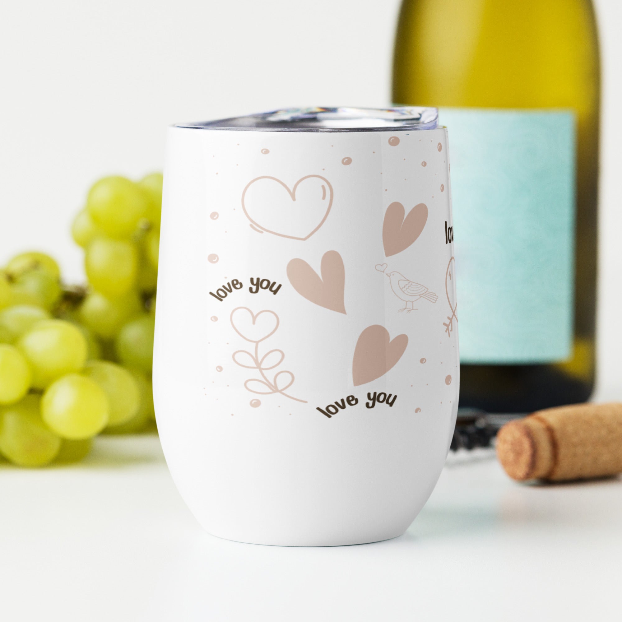 Romantic Love You Stainless Steel Wine Tumbler | Gallory Hive