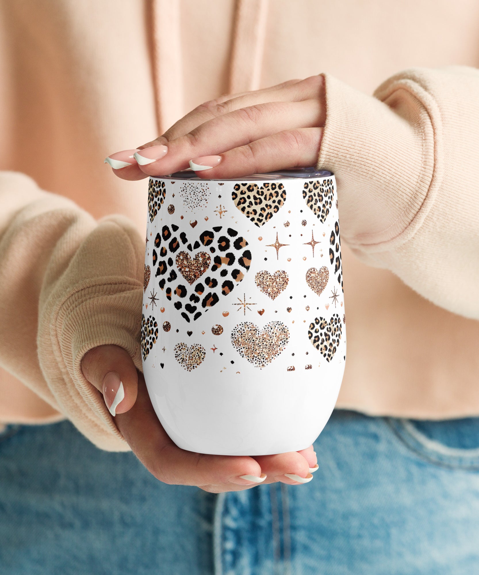 Leopard Heart Stainless Steel Wine tumbler | Gallory Hive