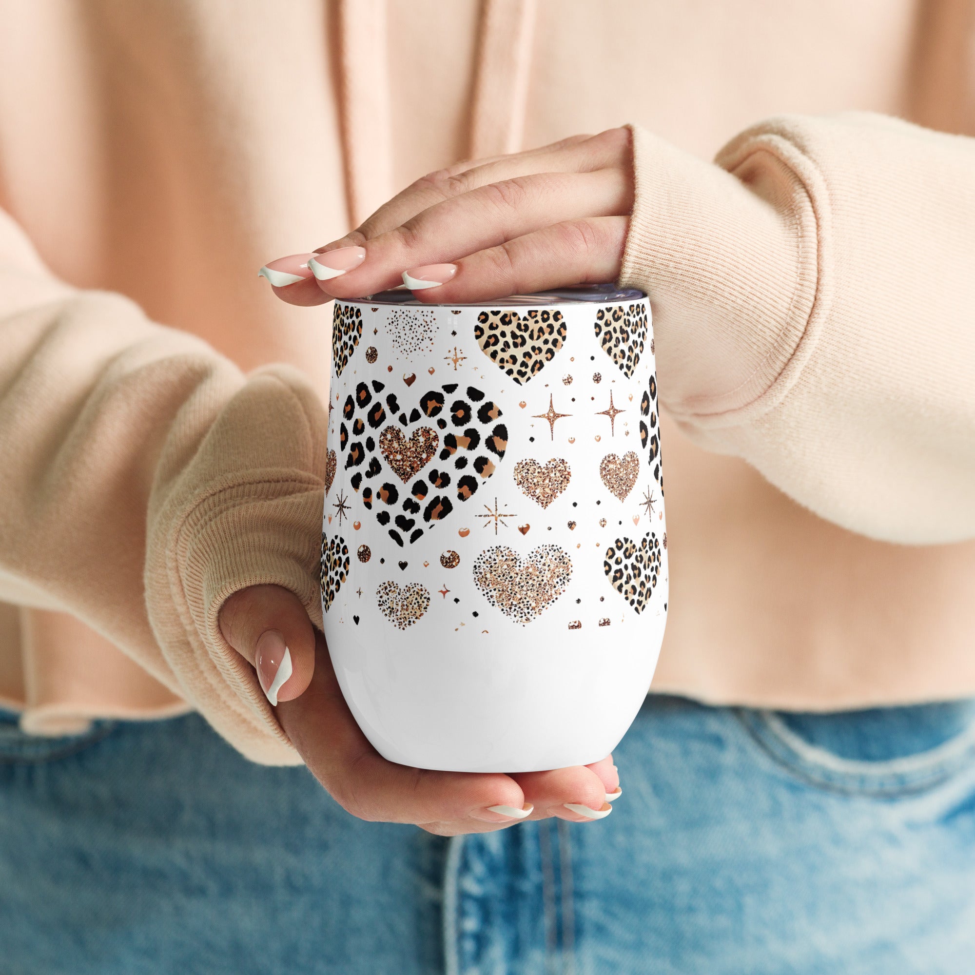 Leopard Heart Stainless Steel Wine tumbler | Gallory Hive