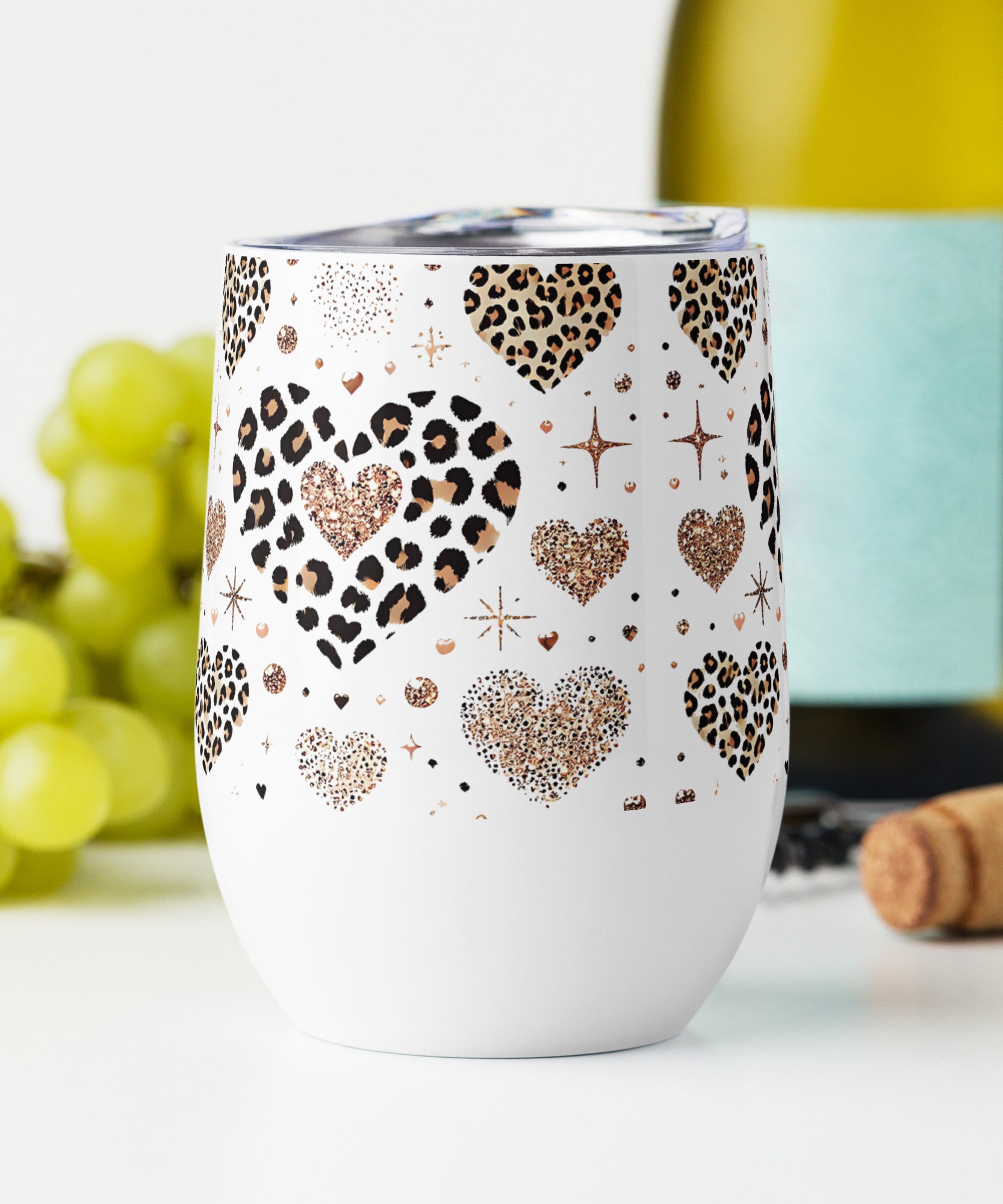 Leopard Heart Stainless Steel Wine tumbler | Gallory Hive