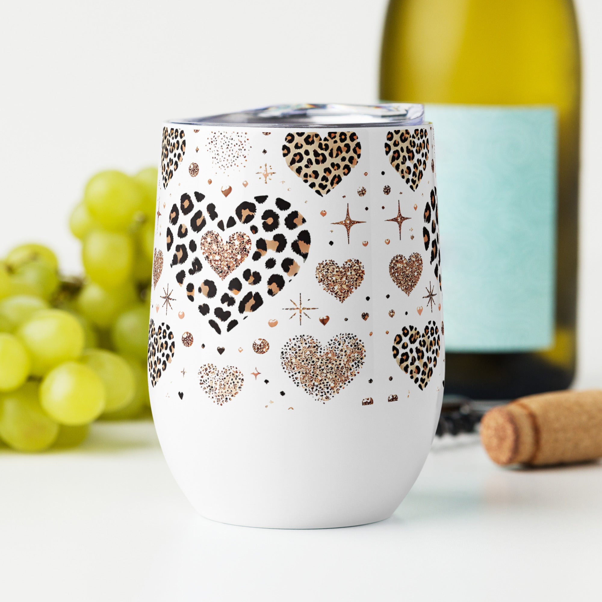 Leopard Heart Stainless Steel Wine tumbler | Gallory Hive