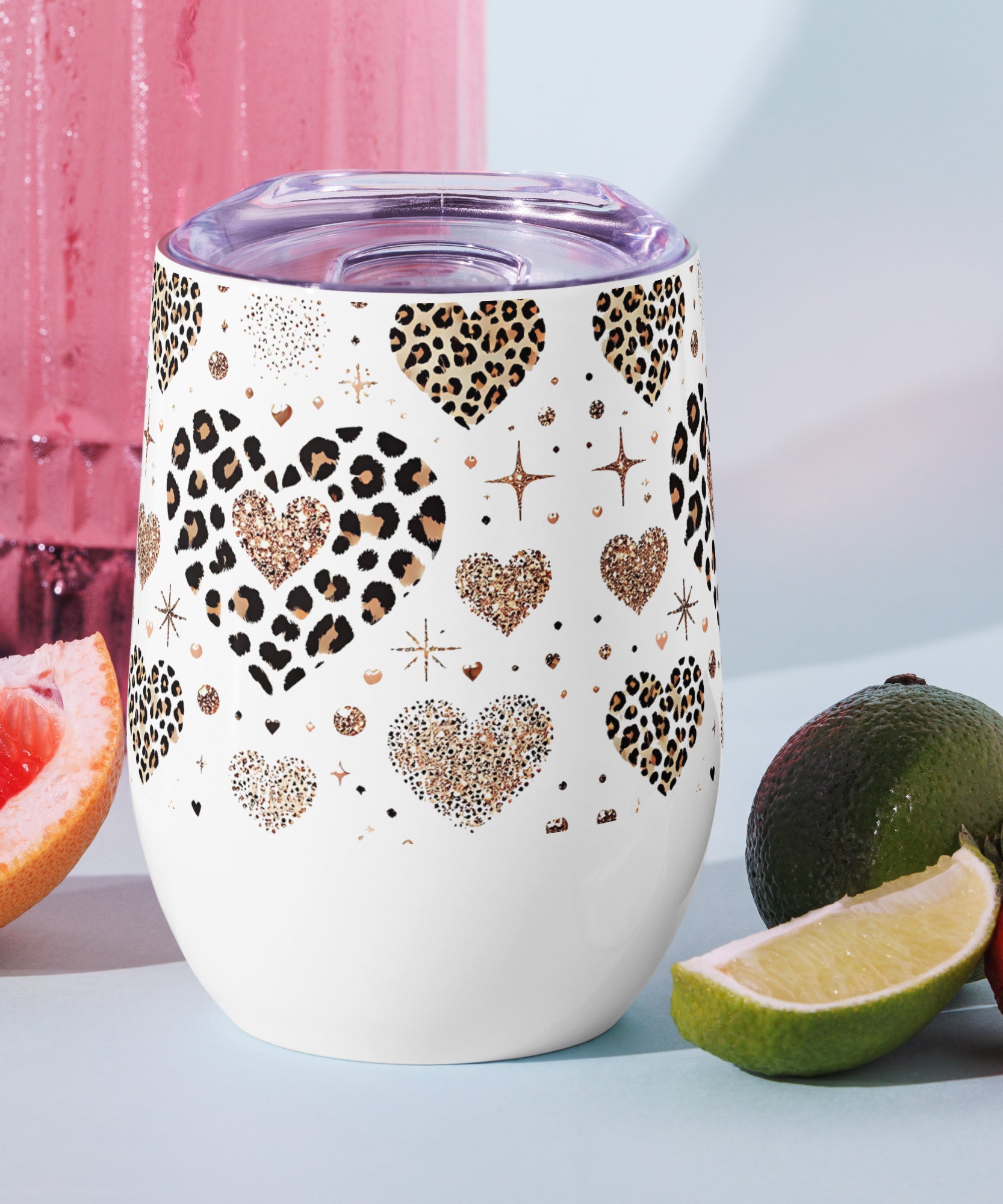 Leopard Heart Stainless Steel Wine tumbler | Gallory Hive