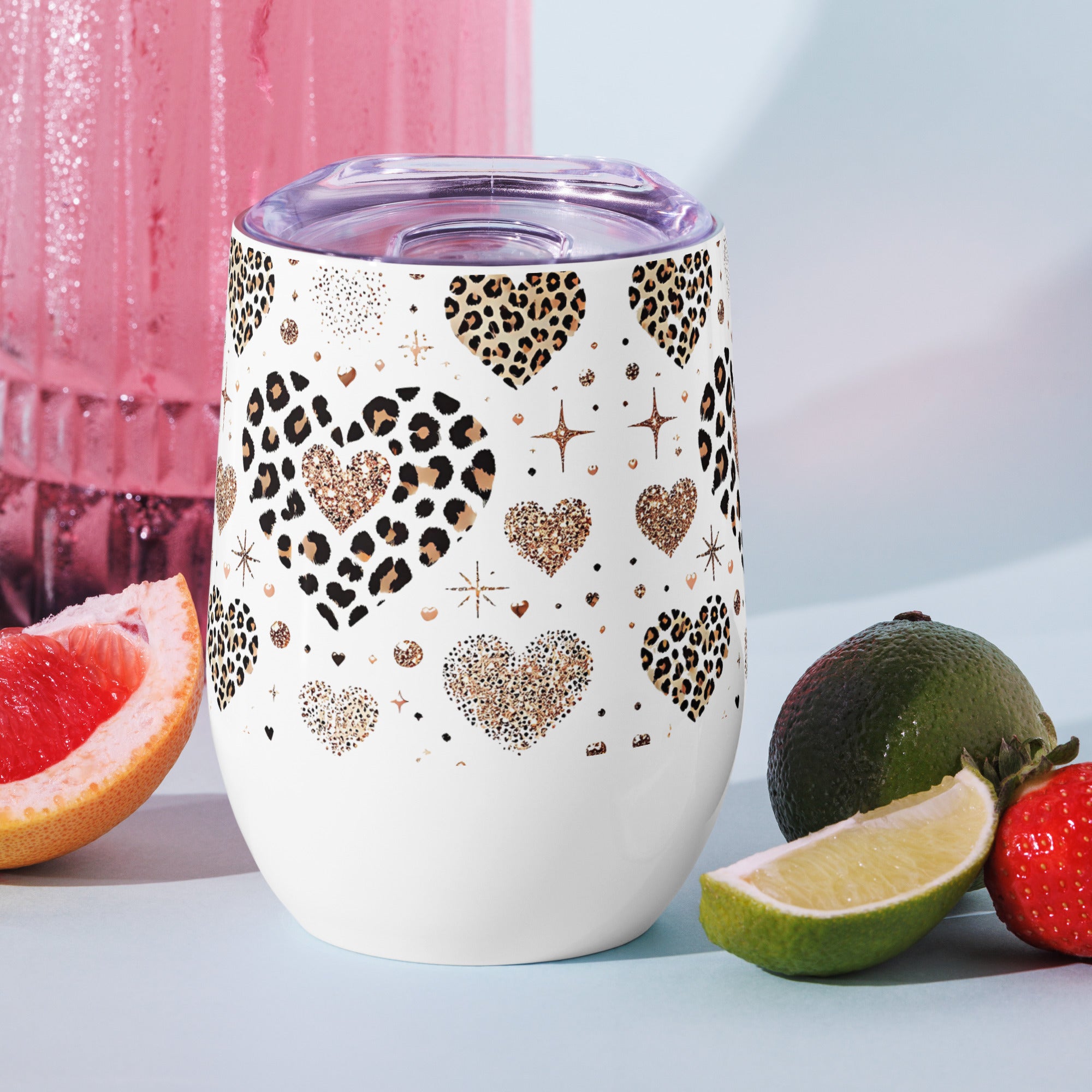 Leopard Heart Stainless Steel Wine tumbler | Gallory Hive